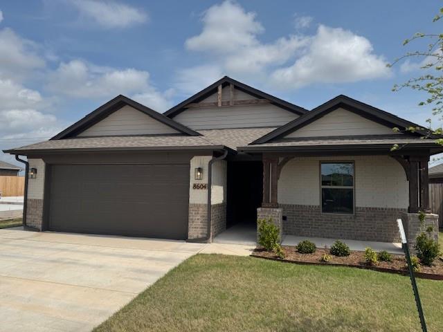 BRAND NEW ENERGY EFFICIENT CONSTRUCTION in the Abbot Lake community in SEOKC (Moore schools).  3 bedroom home with wood look tile throughout the main living areas and carpet in the bedrooms.  Master suite to the back of the home with tile shower and walk in closet.  Secondary bedrooms to the front side of the home complete with ceiling fans.  Kitchen island overlooks the living room.  Stainless steel gas range with built in microwave, dishwasher, disposal and pantry in the kitchen.  Covered back patio with large fenced backyard, pet friendly with additional refundable pet deposit.