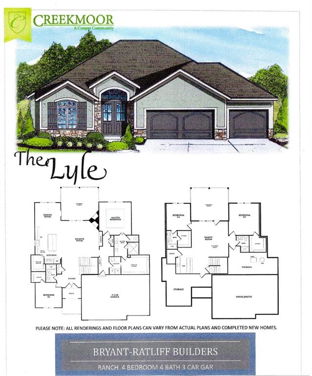 The popular Bryant-Ratliff "Lyle" Reverse 1 1/2 plan offers a spacious and functional layout, perfectly blending comfort and style. The owner's suite, located on one side of the home for added privacy, features a generous bedroom, a luxurious bath, a large walk-in closet, and an impressive laundry room. The heart of the home is the redesigned kitchen, which includes an oversized pantry, a large island, and ample cabinet space—all seamlessly connected to the dining area and great room for effortless entertaining. A second bedroom with its own private bath is conveniently located off the main hallway. Step outside to the oversized, screened-in covered deck, an ideal spot for morning coffee or evening relaxation with serene view of Creekmoor Championship Golf Course. The lower level of the home includes two additional bedrooms and bathrooms, as well as a spacious family room that opens to the backyard overlooking view of golf course providing plenty of room for gatherings. With an estimated completion fall 2025 this home also offers access to Creekmoor’s fantastic amenities, including the golf course, lake, pools, sports courts, exercise facility, walking trails, clubhouse, and dining at The Tavern on the Moor Restaurant.   HOME IS AT FRAMING STAGE ALLOWING PLENTY OF TIME FOR BUYER TO MAKE MOST OF THE SELECTIONS IN THIS HOME!