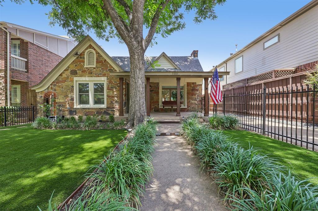Price just reduced, ready to move! Stunning updated traditional home in the highly desirable Knox Henderson area of Dallas. Located directly across from Cochran Park on a tree-lined street, this property offers easy access to tennis courts, a kids playground and popular dog park. Blending modern upgrades with timeless charm, the home features 2 bedrooms, an office, 2 bathrooms, and a climate-controlled 2-car garage that can also serve as a game room or flex space. Extensively renovated, recent improvements include fresh interior paint, a Z-Line dual fuel range with matching hood, custom quartz countertops, custom cabinetry with gold accents and striking blue finishes, designer backsplash, herringbone hardwood flooring, updated plumbing in the kitchen, laundry, and both bathrooms, a tankless water heater, new roof (2020), and new AC (2024). The kitchen and guest bath were remodeled in 2024, while the primary bath was renovated in 2020 with a spacious walk-in shower. The open-concept layout is filled with natural light, creating an inviting space for everyday living and entertaining. Both front and back yards feature low-maintenance turf, while the backyard offers a gazebo, newly installed putting green, and ample room to relax or entertain. Like many homes in the neighborhood, the property also offers excellent potential for future expansion, such as adding living space to the rear or creating a custom outdoor living area. Located minutes from Downtown Dallas and the vibrant Henderson and Knox Street districts, offering 20 plus premier restaurants, coffee shops, boutiques, and nightlife all within a 10 minute walk. This location delivers! Huge New Commercial and more Restaurant development going up just east of property on Henderson.  As an added bonus, the property is zoned MF-2, providing exceptional long-term flexibility, including future redevelopment potential for a duplex (buyer to verify with the City of Dallas). Thank You for looking!