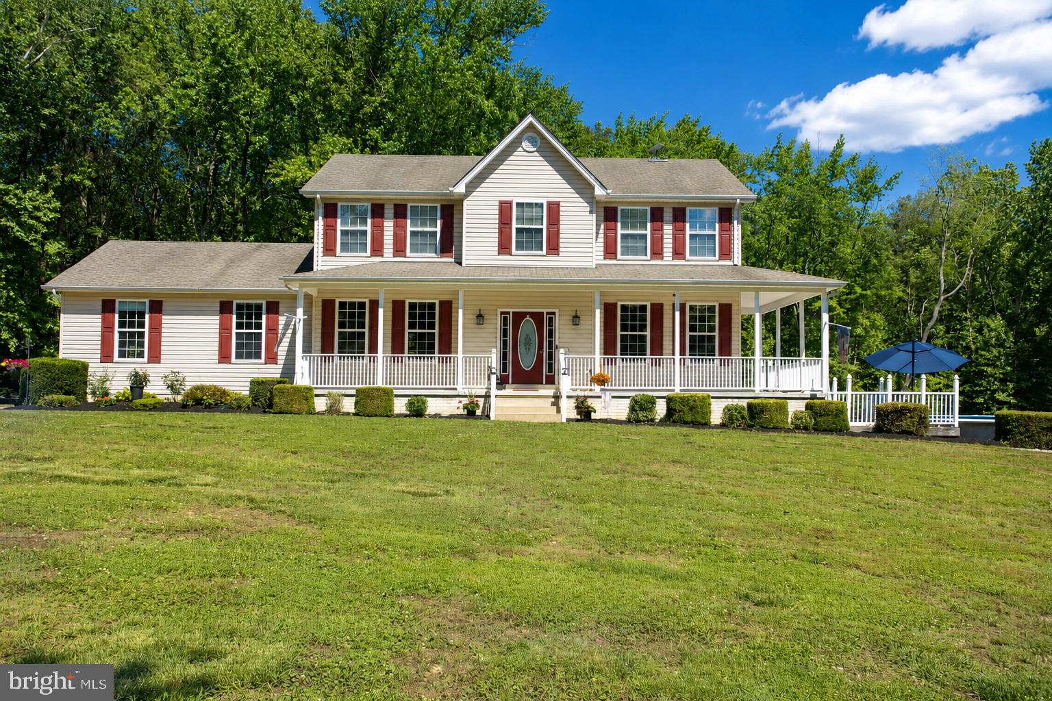You would not want to miss this beautiful farmette with 3 story colonial with  a  roof that was installed in 2004 with architectural shingles, 4 bedrooms on the upper level including a primary bedroom with walk in closet, ceiling fan, with a primary bath that includes separate jetted tub, separate shower, double sinks.  Upstairs hall bathroom also has double sinks. Washer and Dryer is on upper level.  The bedrooms all have luxury vinyl plank flooring (installed 3 years ago).  Main level includes 9 ft ceilings, kitchen with tall oak cabinets, vinyl flooring that was installed about 5 years ago, stainless steel appliances include dishwasher, refrigerator with icemaker and stove.  Microwave is new and kitchen includes a pantry.  Dining room, living room, family room on main level has Luxury vinyl plank flooring also and there are celling fans in the living room and family room . Off the main level includes a screened in porch with new screens that were installed in 2024, with a celling fan and a deck .  Half bath on main level.  The basement, 8 ft ceilings,  has a full bath with shower and recreational room.  The basement has a den and study that can be used as 2 extra bedrooms if needed;  The heating and cooling is 2 zoned and the heat pump was installed 2024 ; with oil furnace with heat pump back up for the first floor and basement and a heat pump is for upper level.  The well pump was installed 2 years ago and the well is a deep well.  There is above ground pool with a liner that was just installed 2 years ago and a new pool pump  was installed in 2024 and sand filter was installed in 2025.  The filter was replaced in 2025 and the pool deck boards were installed 2024.  This property includes attached 2 car side load garage and a detached 2 car garage. On the property has a  6 stall (each are 12x12) horse stable barn 36x48 built in 2023, wash rack,   12x24 tack room including 12 saddle racks, riding arena on the property, hay barn  built in 2023, with sliding doors that is 56 x48. 4 individual turnouts.  The property has a shared driveway . This property was recently surveyed and now includes 6.89 acres.  Tax records have not been updated. Recently had the siding power washed in May 2026 and has a one year warranty.  Pest control is done quarterly and can transfer to new owner and it is for exterior portion of the house, garages and barns.  This property is shown by appointment only.  Do not drive to home without an appointment.  Dog on premises.
