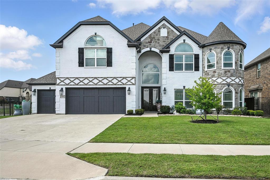 Stunning and spacious, this 4,688 sq ft home is conveniently located on a corner lot, just 5 minutes from beautiful Eagle Mountain Lake. Ideally designed with two bedrooms and two full bathrooms on the first floor, including a luxurious primary suite, this home offers comfort and flexibility for multi-generational living or guests. Inside, you’ll find 6 generously sized bedrooms, a dedicated media room with built-in speakers, ready for your movie nights, a private office, and an oversized laundry room with cabinet space. A grand curved staircase welcomes you at the entrance, setting the tone for elegant architecture and thoughtful design.  At the heart of the home is a dream kitchen, perfect for entertaining and daily living featuring a walk-in pantry, butler’s pantry, coffee bar, stylish stainless-steel appliances, ample cabinet space, and an open layout that flows seamlessly into the living area. Designed with accessibility in mind, the home offers extra-wide hallways, doorways, and a roll-in shower in the primary suite to provide smooth, barrier-free movement. Energy-efficient upgrades include double-pane windows, a smart thermostat, and a high-efficiency HVAC system. A spacious 3-car garage completes this remarkable home that offers a rare blend of luxury, comfort and functionality you won't want to miss.