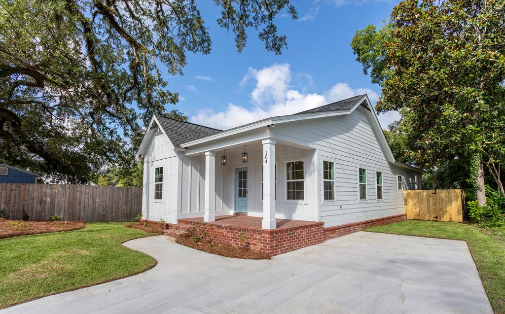 Welcome to one of the newest additions to the Victoria Overlay, where timeless design meets everyday functionality.  Thoughtfully designed with flow, balance, and comfort in mind, this beautiful 3-bedroom, 2-bath home offers a floor plan that feels both inviting and practical.  From the moment you arrive, you'll notice the charming front porch finished with classic herringbone brick and timeless brick detailing. Inside, soaring ceilings, luxury vinyl plank flooring, quartz countertops, soft-close cabinetry, and stainless steel appliances create a refined yet comfortable living space.  Step outside to the spacious covered rear porch, also finished with beautiful herringbone brick, overlooking a backyard designed for peaceful outdoor living. Anchored by a stunning mature oak tree, the setting provides exceptional curb appeal and a sense of harmony that's hard to find.  If you're looking for a home that combines thoughtful design, quality craftsmanship, and timeless character, this Victoria Overlay home is one you won't want to miss.