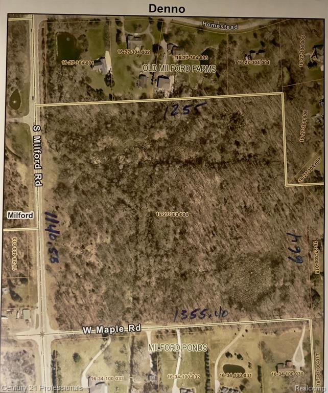 Great parcel of land located with frontage on Milford Rd. and Maple Rd. Just a few miles north of I-696. Build a small upscale subdivision with easy access to Detroit, Ann Arbor, Novi, Milford and South Lyon. Use your imagination for a wonderful development. Buyer's agent to verify all proposals. Investors take notice.