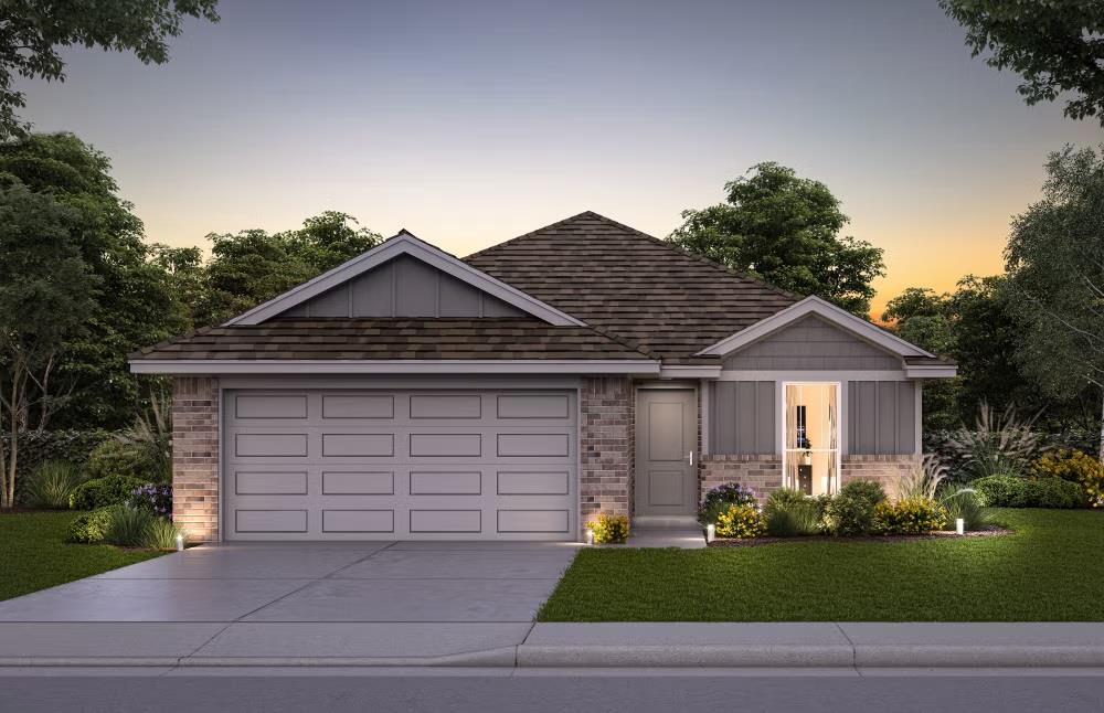Located in the desirable Eagle Cliff West community in Norman, this new construction home offers a prime location just minutes from the University of Oklahoma, Lake Thunderbird, Sooner Mall, I-35, and a wide variety of dining and shopping. The neighborhood features a community playground and an established residential setting.The Maple floor plan offers a thoughtfully designed single-story layout with an open-concept kitchen, dining, and living area that maximizes natural light and functional space. This home features 3 bedrooms, 2 full bathrooms, and a versatile bonus room/office, providing flexibility for work, study, or additional living space. The private primary suite includes a spacious walk-in closet, with well-appointed secondary bedrooms and bath.Interior finishes include wood-look tile flooring throughout the main living areas. The kitchen is designed for both style and function, featuring quartz countertops, a tiled backsplash, soft-close cabinetry, a large pantry, and a stainless steel Samsung appliance package with a Wi-Fi-enabled gas range.Energy-efficient construction includes a 96% efficient tankless water heater, Low-E tilt-in vinyl windows with argon gas, R-44 attic insulation, R-15 wall insulation, radiant barrier roof decking, and LED lighting. Each home is independently tested twice by a third-party inspector for a certified HERS Index energy rating.Additional construction highlights include Tyvek® HomeWrap, a reinforced engineered foundation, 130 MPH-rated shingles with Scotchgard™, and R-8 insulated ductwork. The finished two-car garage includes painted walls and trim, attic access, and is pre-wired for a garage door opener.Backed by multiple warranties, including a 10-year structural warranty, the Maple floor plan delivers quality construction, modern finishes, and energy efficiency in a growing Norman community.