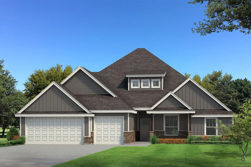 This Poppey Bonus Room 5 Bedroom floor plan includes 3,700 Sqft of total living space, which includes 3,350 Sqft of indoor living and 350 Sqft of outdoor living. This home offers 5 bedrooms, 3 full baths, a powder room, a bonus room, a study, a custom-built 8' front door, a utility room featuring a utility sink, 2 dining areas, and a 3-car garage with carriage doors and an in-ground storm shelter installed. The great room presents a breathtaking coffered ceiling with crown molding and a ceiling fan, wood-look tile, large windows, rocker switches and eggshell paint throughout, and Cat6 wiring. The high-end kitchen supports 3 CM countertops, well-crafted cabinets to the ceiling with under cabinet lighting and cabinet hardware installed throughout, stainless steel appliances, a 5-burner cooktop, double ovens, a center island with a trash can pullout, gleaming tile backsplash, a separate corner pantry, and stunning pendant lighting. We also included a 3-panel sliding door with a 4’ back patio extension at the breakfast nook. The primary suite boasts a sloped ceiling with a fan, windows, Cat6 wiring, and our cozy carpet finish. The spa-like primary bath features separate vanities with framed mirrors, 3 CM countertops, a private water closet, a free-standing tub, a European walk-in shower, modern tile flooring, and a HUGE walk-in closet. Secondary bedrooms feature ceiling fans, windows, sizeable closets, and carpeted flooring. The covered outdoor living area includes a wood-burning fireplace, a TV hook up, and a gas line. Other amenities include our healthy home technology, a tankless water heater, a whole home air filtration system, R-44 insulation, and so much more.