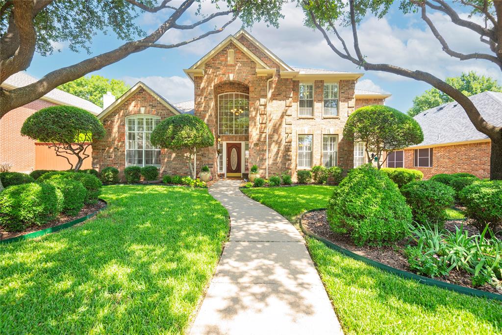 Meticulously maintained 4-bedroom, 3.5-bath home in a highly desired neighborhood. From the moment you arrive, pride of ownership is evident with beautifully landscaped grounds and mature shade trees. Step inside to an open floor plan featuring a dramatic entry with a winding staircase and soaring ceilings that create a grand first impression. The home office offers built-ins, rich wood flooring, and a ceiling fan, while the elegant dining room is highlighted by crown molding, chair rail detail, and plantation shutters. The updated gourmet kitchen is a chef’s delight with striking granite countertops, farmhouse sink, white cabinetry, designer tile flooring, walk-in pantry, and a built-in desk. The secluded master suite, tucked away downstairs, features a bay window overlooking the sparkling pool, wood flooring, and a spa-inspired bath with updated tile, jetted tub, separate shower, and a spacious walk-in closet. Upstairs, you’ll find a large game room perfect for family entertainment, plus three generously sized bedrooms. One bedroom includes a private bath, while the other two share a Jack-and-Jill layout. Step outside to your backyard retreat—complete with a large covered patio and a refreshing pool. An electric gate opens up the backyard, creating even more space for entertaining.