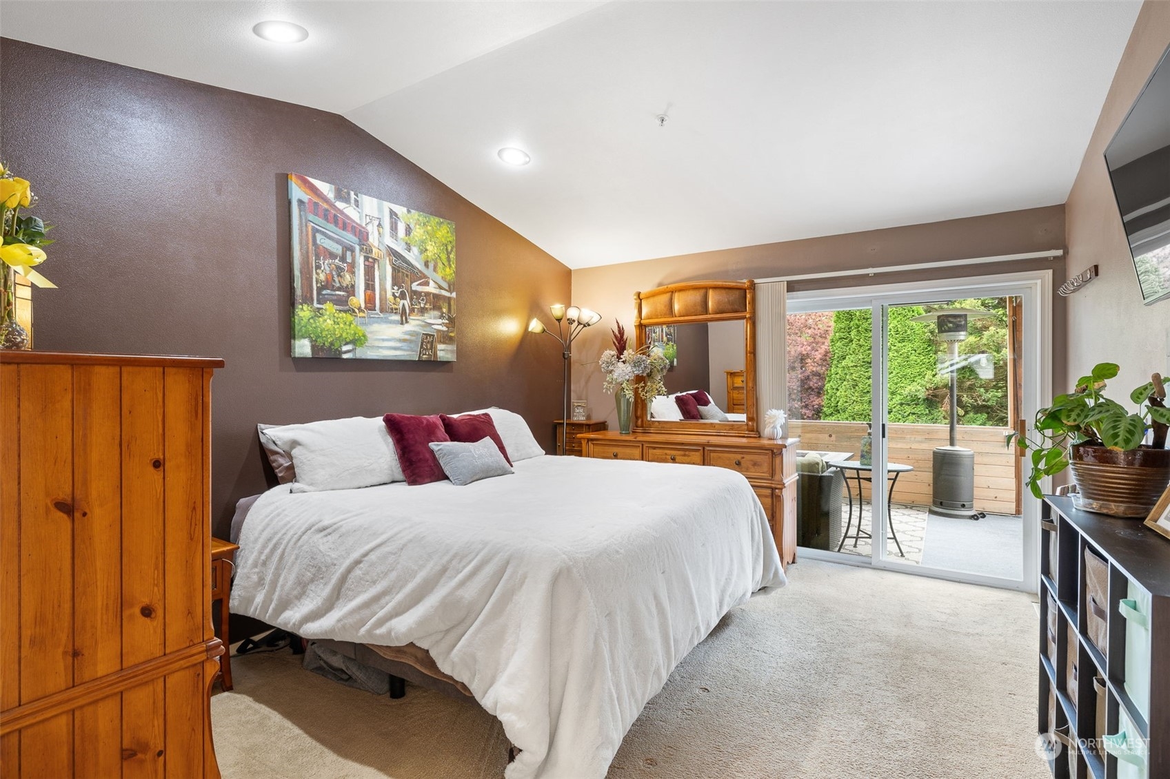 Unit B - Large primary bedroom with access to inviting deck that is set up for a HOT TUB 220 is ready! We use to have a full size Hot Tub that this deck was built for.