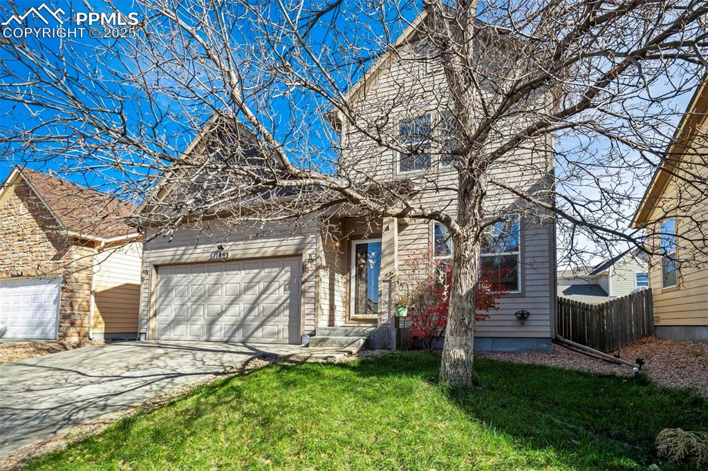 Lovely Home that's Move-In Ready on a cul-de-sac! You will be delighted with open floorplan. Main floor is real wood flooring. Living room flows into the dining and kitchen area. Kitchen is spacious with a breakfast bar, a tremendous amount of cabinet space, stainless appliances with the dishwasher and stove and a pantry! The half bath on the main floor is perfect for company when entertaining. Primary bedroom suite is a true retreat with attached bathroom and walk-in closet. Additionally, there are bedrooms and a full bathroom. **WATER is INCLUDED in your metro fees!!** ** Woodmen Hills Community Provides TWO Recreation Centers, Indoor & Outdoor Pools, Basketball Courts, Weight Room, Playgrounds, and Wide Variety of Events Throughout the Year. Conveniently Close to Peterson AFB and Schriever AFB, Shopping, Food, Amenities, & More.