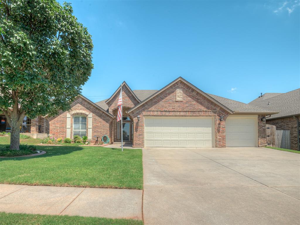 Are you seeking an immaculate custom home in Rock Creek Estates with pool, playground and beautiful ponds? Welcome to 1324 Brice Drive, a beautifully maintained home built by respected builder Mashburn Faires and located in Rock Creek, one of Moore's most sought-after neighborhoods. Offering 3 bedrooms, 2 bathrooms, a dedicated study, and exceptional craftsmanship throughout, this home combines comfort, functionality, and timeless style. From the moment you enter, you'll appreciate the spacious open-concept design featuring crown molding, bull-nosed corners, newer wood flooring and carpet, fresh paint, and a stunning stone gas-log fireplace accented by custom woodwork. The large living area is perfect for entertaining or relaxing with family and friends. The kitchen is designed for both everyday living and entertaining, featuring granite countertops, custom cabinetry, a breakfast bar, and a large walk-in pantry that provides abundant storage and organization. A standout feature of this home is the versatile second living area or study, complete with custom built-in bookcases, storage hutch, and closet. This flexible space can serve as a home office, media room, playroom, or even a fourth bedroom. The spacious primary suite offers a true retreat with plenty of room to unwind. The en-suite bath features a deep jetted tub, walk-in shower, double vanity, and an oversized walk-through closet with seasonal hanging space and custom shelving. Residents of Rock Creek Estates enjoy outstanding community amenities including a neighborhood pool, pool house, playground, walking trails, scenic ponds, and green spaces that create a true neighborhood lifestyle. If you've been searching for a meticulously maintained home with quality construction, flexible living spaces, a sprinkler system, and exceptional neighborhood amenities. This home offers the perfect combination of comfort, craftsmanship and community in the heart of Moore.