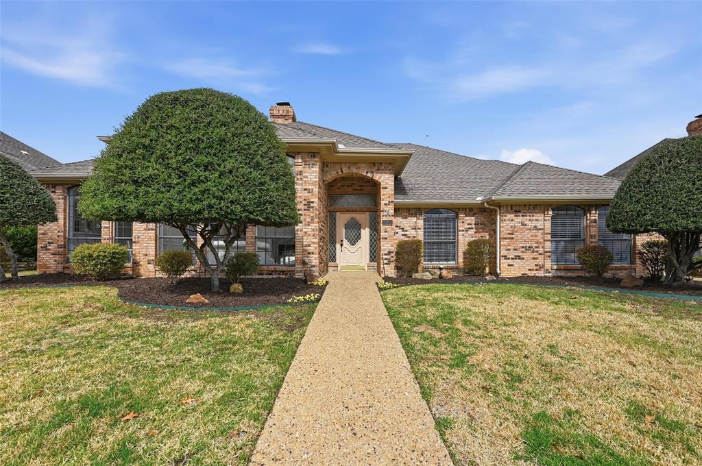 Turn-key property: reach out to agent for details. This stunning single-story home is a rare opportunity combining thoughtful updates, flexible living space, and resort-style outdoor living—all in one beautifully maintained package. Featuring 4 spacious bedrooms and 3 and one-half baths, this layout offers ideal functionality. Step inside to soaring vaulted ceilings, rich wood-look flooring, and an abundance of natural light streaming through oversized arched windows. The formal living and dining areas create an elegant first impression with detailed wall covering, designer lighting, and a dual-sided fireplace that anchors the space with warmth and character. The heart of the home is the fully updated kitchen, painted cabinetry, stainless steel appliances, subway tile backsplash, double oven, and a breakfast bar that opens seamlessly into the family room. The adjacent breakfast nook overlooks the backyard, making everyday meals feel bright and inviting. The expansive primary suite features high ceilings and an ensuite bath, complete with separate vanities, dual sinks, a soaking tub, and a separate shower. Additional bedrooms are generously sized and complemented by updated secondary baths. A large laundry room with built-in cabinetry and sink adds everyday convenience. Step outside to your private backyard retreat, where a sparkling pool, extended patio, and outdoor entertaining space create the perfect setting for gatherings year-round. Located in a highly sought-after area with excellent schools, this meticulously cared-for home is designed for everyday living and entertaining. Don’t miss your opportunity to make it yours.