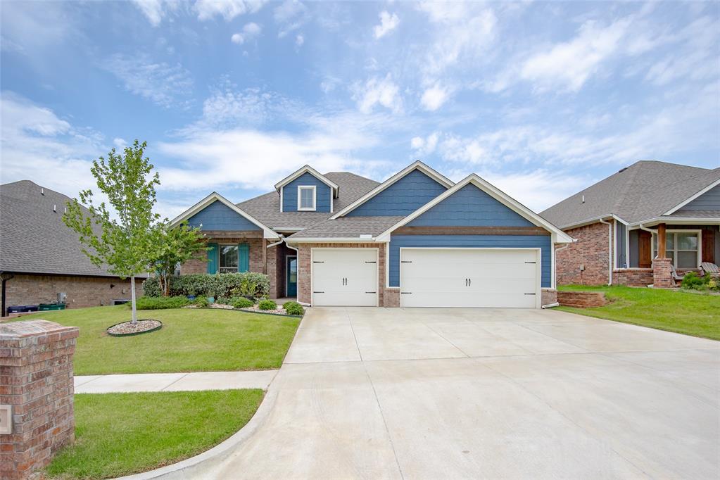 GORGEOUS HOME in the highly SOUGHT-AFTER EDMOND PUBLIC SCHOOL DISTRICT! This OPEN CONCEPT FLOOR PLAN offers the latest DESIGNER TOUCHES with exceptional comfort and functionality, beginning with a CHEF’S KITCHEN that boasts QUARTZ COUNTERTOPS, STAINLESS APPLIANCES, a WALK-IN PANTRY, a WONDERFUL ISLAND, TONS OF STORAGE and UPPER CABINET LIGHTING. The NICE-SIZED EATING AREA is perfect for everyday dining or entertaining guests. You'll love the CERAMIC-TILE WOOD LOOK FLOORS that flow throughout the entire home, giving it a sleek, cohesive feel. This home features 4 BEDROOMS and 2 1/2 BATHS, with the 4TH BEDROOM easily adaptable as a HOME OFFICE. The LARGE MASTER SUITE includes a WHIRLPOOL TUB, SEPARATE SHOWER, and a SPACIOUS WALK-IN CLOSET that conveniently connects to the LAUNDRY ROOM AREA. Additional highlights include a MUD BENCH and a POWDER ROOM that’s perfect for guests. The 3 CAR GARAGE includes a LARGE STORM SHELTER built into the floor for peace of mind. TANKLESS HOT WATER heater and SPRINKLER SYSTEM also included! Enjoy the privacy of backing up to a GREENBELT SPACE and a cozy OUTDOOR FIREPLACE to keep you warm in the winter! Also, take advantage of NEIGHBORHOOD AMENITIES like a POOL, PARK, and POND. PUT THIS ONE ON YOUR LIST TO SEE TODAY!