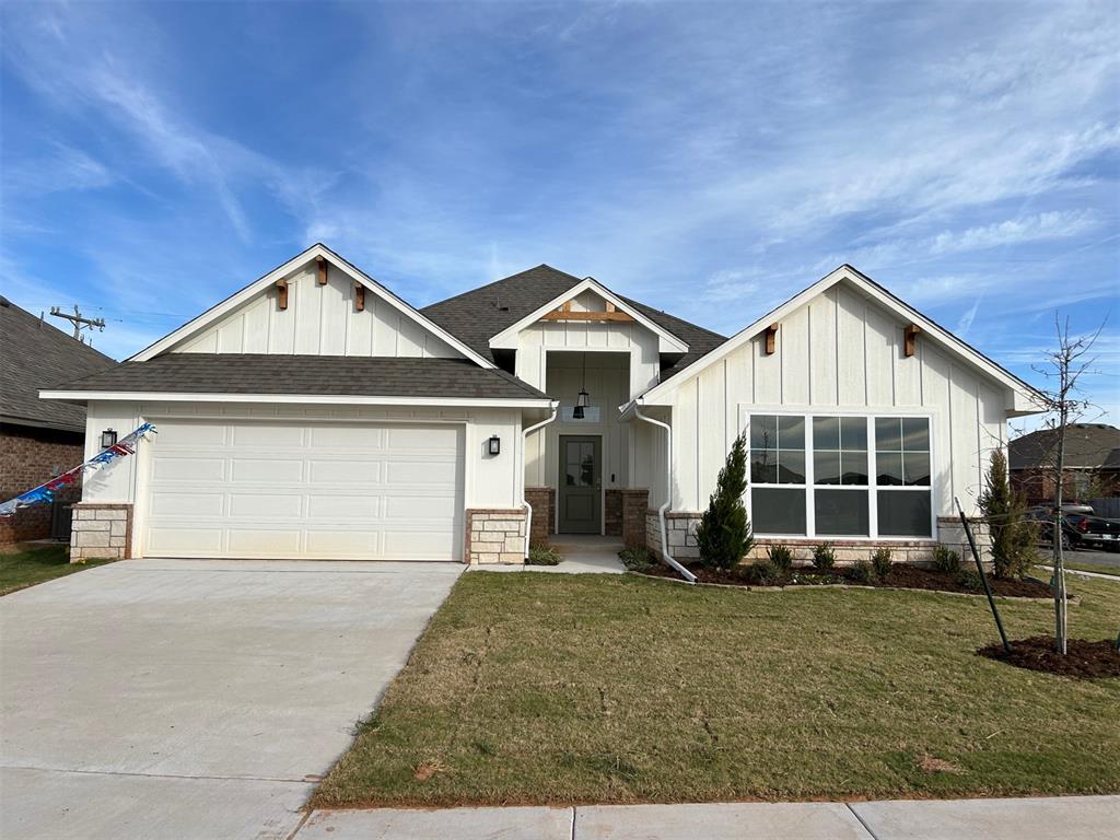 This beautiful home has lots of wow factors! As you enter into the home you will love the barrel ceiling leading from the entry to the living room. The living room is spacious with wood tile running throughout. The kitchen is loaded with custom cabinets, a large island, thick quartz tops, farm sink, under cabinet lighting, vented decorative hood, stainless steel Samsung built-in appliances and more. The primary bedroom is huge and enters into a large primary bathroom with soaker tub, tiled doorless shower, two sink vanity and large closet with seasonal storage. Both spare bedrooms are roomy as well. Fantastic covered back patio. Located on a large corner homesite! The neighborhood pool and clubhouse with fitness center and gathering hall and playground are close by for easy convenience!