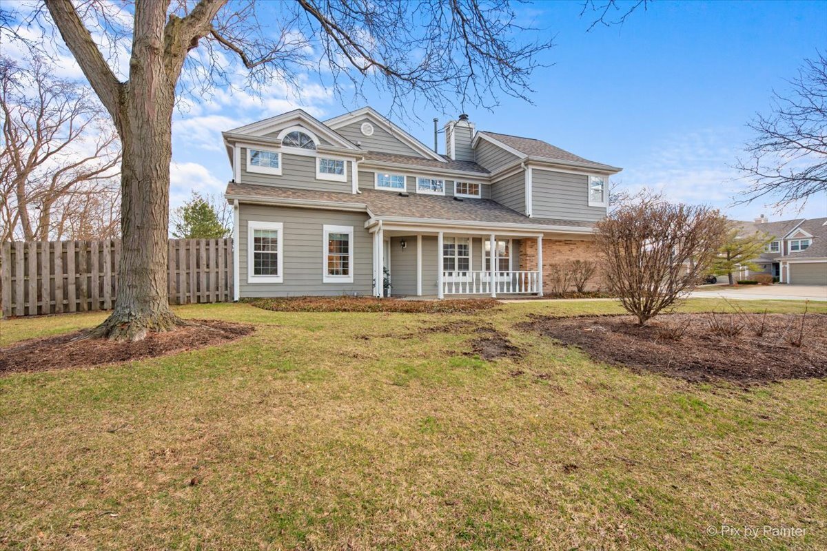 Beautifully updated 2-story end-unit townhome featuring 3 bedrooms and 2.5 bathrooms, offering the rare trifecta of attached living: an end-unit location, private driveway, and a large private back patio-all situated on a desirable corner lot. This home combines comfort, convenience, and privacy in one exceptional package. Step inside to a bright and open layout with vaulted ceilings in both the family room and primary bedroom, creating a spacious, airy feel. The updated galley kitchen is both stylish and highly functional, seamlessly connecting to the main living areas. A separate living room provides additional flexible space for entertaining, working from home, or relaxing. Enjoy outdoor living on the expansive private back patio-perfect for dining, entertaining, or unwinding in your own quiet retreat. With updates throughout and thoughtful features in every room, this home is truly move-in ready and stands out from the rest. All in the Adlai E. Stevenson High School District 125! Don't miss out - make an appointment TODAY!