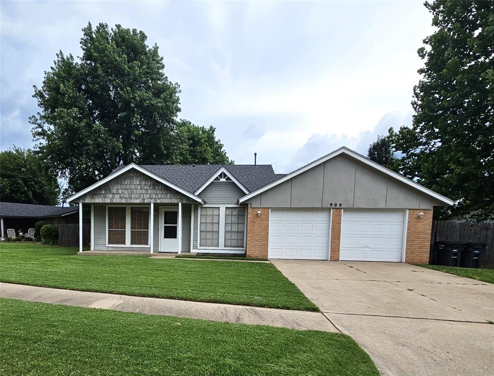 Beautiful 2-bedroom, 1-bath home located in a charming neighborhood just across the street from Buck Thomas Park, within the Moore Public School District. Step inside to a bright and airy living room featuring vaulted ceilings, architectural charm, and a picture window offering plenty of natural light. The layout flows seamlessly into an open-concept kitchen with abundant cabinet and counter space, a bar that overlooks the living area, and a separate dining space—ideal for everyday meals or hosting guests. Both bedrooms are spacious, and the hallway includes two additional closets for valuable extra storage. The primary bedroom features direct access to the backyard through a sliding glass door—perfect for enjoying peaceful mornings or evening breezes.
Step outside to a huge, fully fenced backyard—a versatile space for entertaining, play, or simply relaxing in your private outdoor retreat. With no HOA, you’ll enjoy more freedom and fewer restrictions, all just minutes from parks, trails, schools, shopping, and major highways. This home blends comfort, convenience, and location. Schedule your private tour and make this house your home!