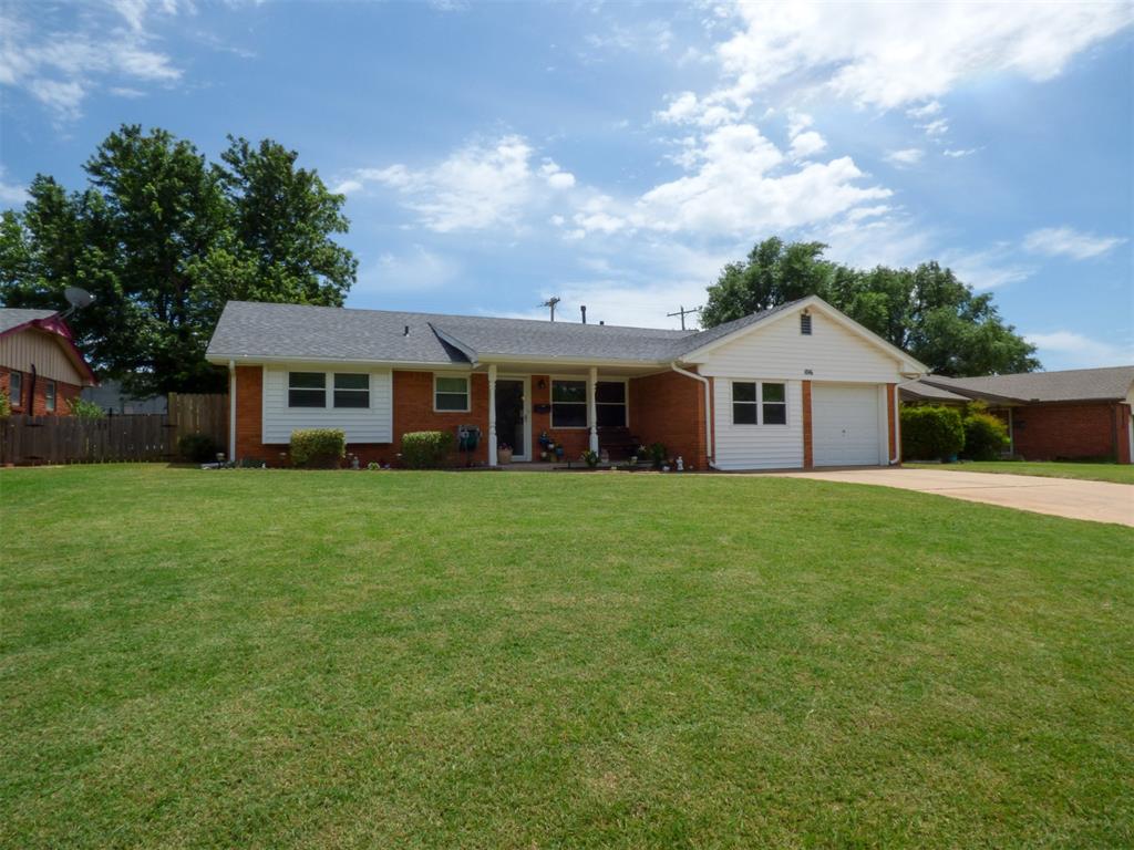 WELL-MAINTAINED 3-bedroom, 1.5-bath home in Moore Public Schools district has been updated inside and out. Recent improvements include a NEW ROOF(2026) with high-impact shingles, new carpet, tilt-in double-pane windows, hot water tank (2024), updated bathrooms, and an indoor laundry room. A storage shed with ELECTRICITY adds even more functionality and convenience. The home offers two spacious living areas, creating endless possibilities for a home office, playroom, second sitting area, or even a potential 4th bedroom conversion. Step outside to a fully fenced, level backyard that is perfect for pets, gardening, entertaining, or relaxing evenings outdoors. Conveniently located with easy access to I-35, downtown Oklahoma City, and Tinker Air Force Base.Bonus: Refrigerator, washer, dryer, and microwave will remain with the property! Also, included is an Orbit sprinkler system for front flower beds and front yard!