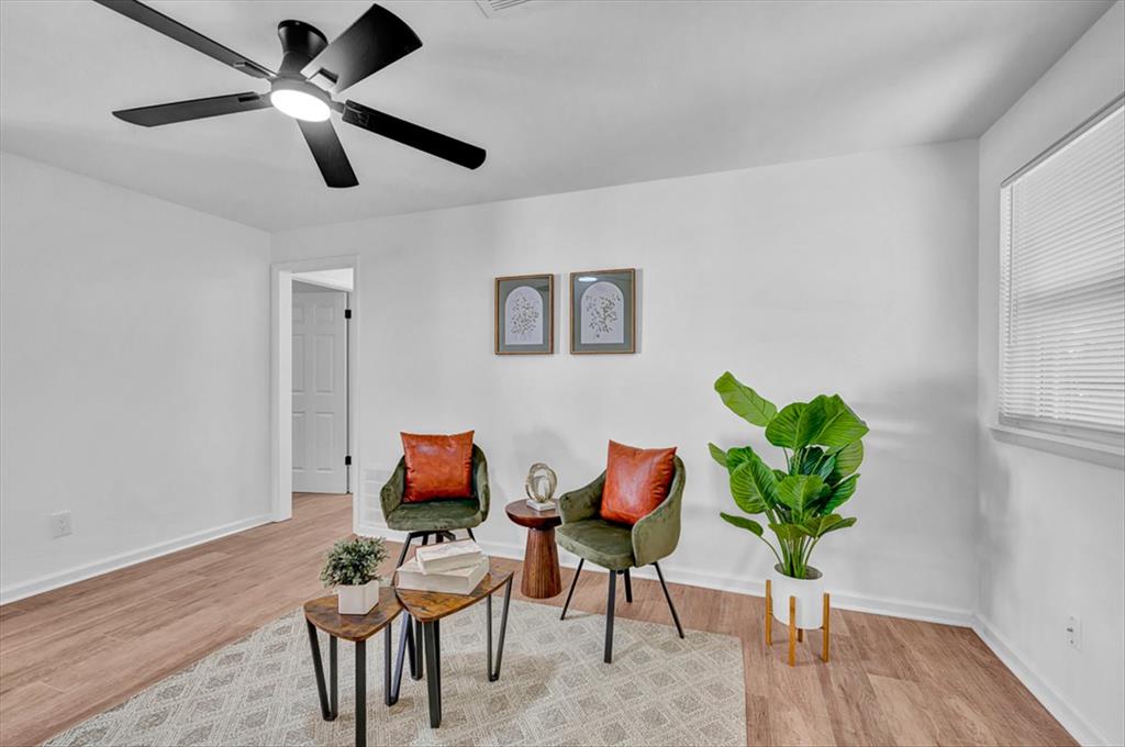 3 BEDROOMS + BONUS FLEX SPACE - Need more space than the typical 3-bedroom home? This property offers 3 bedrooms, 1.5 baths, PLUS a converted garage providing valuable additional flex space for a second living area, home office, game room, workout room, or more.Whether you're a first-time home buyer, looking to downsize, or searching for your next investment property, this beautifully remodeled home offers the perfect combination of modern updates, flexible living space, and an exceptional location. Every detail has been thoughtfully updated, including the removal of popcorn ceilings, fresh interior paint, new interior doors, updated hardware, recessed lighting, remote-controlled ceiling fans, new blinds throughout, and durable AC5-rated waterproof laminate flooring built to withstand everyday living.The stunning kitchen features quartz countertops, a designer tile backsplash, updated cabinetry with new hardware, and a complete suite of brand-new Samsung stainless steel appliances, including a refrigerator, gas range, dishwasher, and low-profile over-the-range microwave. Both bathrooms have been completely renovated with new vanities, mirrors, lighting, tile flooring, an updated tub and tile surround, and stylish contemporary finishes.  A spacious laundry room with abundant cabinetry provides exceptional storage and organization. Outside you will find a workshop with electricity, perfect for hobbies or DYI projects.Location is one of this home's greatest assets. Situated in the heart of Moore, you'll be within walking distance of The Station Recreation Center and just minutes from Sam's Club, shopping, restaurants, and the Warren Theatre along 19th Street. With its extensive renovations, versatile floor plan, and prime location, this property is an excellent opportunity for first-time buyers looking for a move-in-ready home or investors seeking a low-maintenance rental property in one of Moore's most desirable and convenient areas.