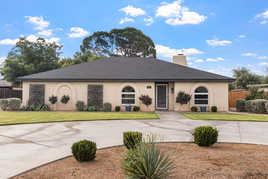 Gorgeous Remodeled Home in Odessa's Country Club Estates North Addition! New circle drive up and beautifully landscaped grounds on over 1/3 acre. Inviting Living Room with fireplace, Formal Dining, Updated Kitchen with granite and all electric appliances. Total remodel sequestered Primary suite, walk in shower, dual sinks and Huge walk in Closet. Backyard oasis with all new fencing, Pergola, roof, gutters and patio concrete. 10x16 storage Bld with Solar Panels to run water well irrigation.