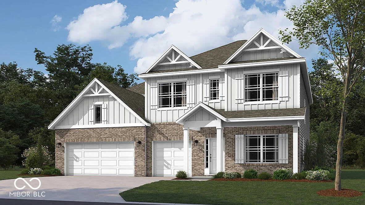 The Dayton by D.R. Horton is a spacious and stylish 3,388-square-foot home available in Saddlebrook Farms. With 5 bedrooms, this home offers open living spaces, including a large great room with a fireplace, a casual dining area, and a kitchen that's both functional and beautiful. The well-designed kitchen features a large center island, ample cabinet and countertop space, and a generous walk-in pantry with easy access to the dining area. The white cabinetry and stunning quartz countertops enhance the home's modern aesthetic. On the main level, there's a versatile flex room that can be used as a home office or playroom, as well as a large bedroom with an ensuite bathroom, perfect for guests or multi-generational living. Upstairs, the primary bedroom suite is a standout with a spacious walk-in closet and a luxurious ensuite bath, complete with a dual-sink vanity, a luxe shower, linen storage, and a private water closet. The second level also includes a sizable loft and three additional bedrooms with ample closet space. The hall bath is designed with a dual-sink vanity and a private commode and shower area. The laundry room is conveniently located on the upper level for easy access. Every home comes equipped with D.R. Horton's Smart Home Technology, offering an industry-leading suite of smart home products to keep you connected to your home and loved ones. Take some time out to enjoy the community walking trails, playground, green space and the pond with a serene fountain. Saddlebrook Farms offers the peacefulness of a small town and the convenience of living near major road thoroughfares such as I-65 and US-31 for easy commutes. Explore local parks, eateries, retail establishments, golf courses and more in the area.
