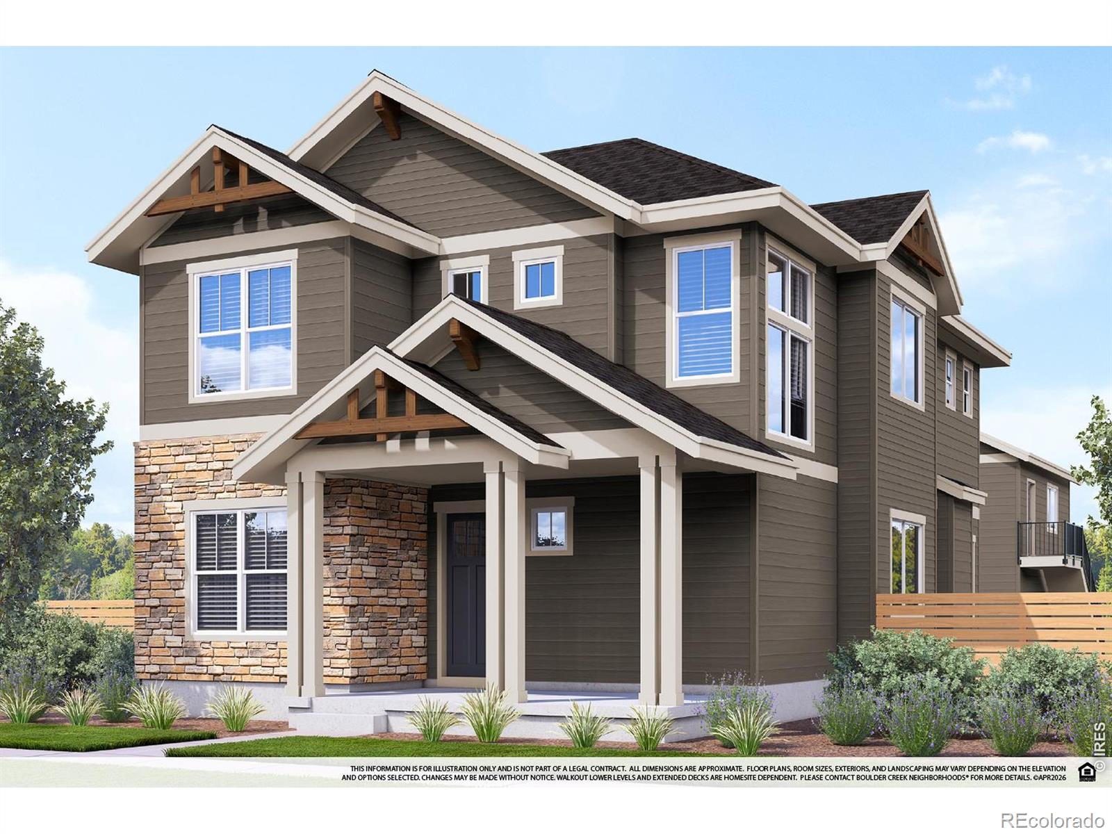 Introducing this stunning Alana floorplan built by Boulder Creek Neighborhoods! Located at our brand new neighborhood at Peacock Place in Boulder, this home features 3 Bedroom Suites including a Main Floor Bedroom Suite plus a 3 Car Garage with Finished ADU Space above. The Entertainers Kitchen with Thermador Appliances is just the start. With the 48" Cabinet Paneled Fridge/Freezer, a walk-in pantry, an extra prep sink, separate beverage fridge and a built -in ice maker, you'll always have space for the holiday meal, and the two dishwashers will help make clean up a breeze! Also featured in this home, a private office space, front and back covered patios and upstairs loft. Need some extra space when family comes to visit? Above your 3-car, detached garage you will find a completely private, 1-Bedroom ADU apartment. With its own kitchen and full bathroom, this also works as a great rental if the space is not needed. Did we mention one of the bays in the 3-car garage has a 12' door? Perfect for the conversion van or smaller RV/Trailer. While there is a very limited number of homes in this unique neighborhood in South Boulder, there are 3 floor plans to pick from. These homes come with the ability to fully design the inside of your new home with $150,000 in design center upgrades that you choose! We can't wait to show you more! Photos of Model Offsite. Move in December 2026