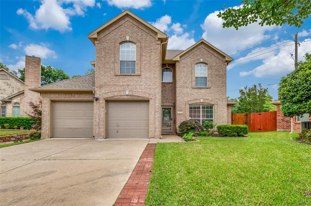 Wow. Welcome to this beautifully maintained, move-in ready home located in an exclusive gated community of just 28 residences. Offering 3 bedrooms, 2.5 baths, and a thoughtfully designed layout, this home combines comfort, style, and convenience.The open-concept kitchen features granite countertops, a stylish backsplash, stainless steel appliances, abundant cabinetry, and a spacious walk-in pantry—perfect for both everyday living and entertaining. Architectural details such as extensive crown molding, arched entryways, raised ceilings, and abundant natural light enhance the home’s charm.The inviting living room showcases an Austin stone gas fireplace, creating a warm and welcoming focal point. A front-facing home office provides an ideal space for remote work or study. A conveniently located half bath serves guests with ease.The primary suite is located on the main level and offers private access to the backyard, along with an ensuite bath featuring double vanities, a separate shower, a garden tub, and a large walk-in closet. Upstairs, you’ll find two additional bedrooms and a full bath with dual vanities.Step outside to enjoy the oversized covered patio, perfect for relaxing or entertaining, along with a generously sized backyard complete with a storage shed.Additional highlights include a tankless water heater and solar panels “owned” designed to help reduce energy costs.Enjoy a low-maintenance lifestyle with front yard care included in the HOA, as well as access to a peaceful community courtyard just steps away. Ideally situated near premier shopping, dining, major highways (183 & 121), HEB Hospital, and DFW International Airport.Refrigerator, washer, and dryer convey with an acceptable offer.This exceptional home offers quality, convenience, and a lock-and-leave lifestyle—don’t miss your opportunity to make it yours. Welcome Home!