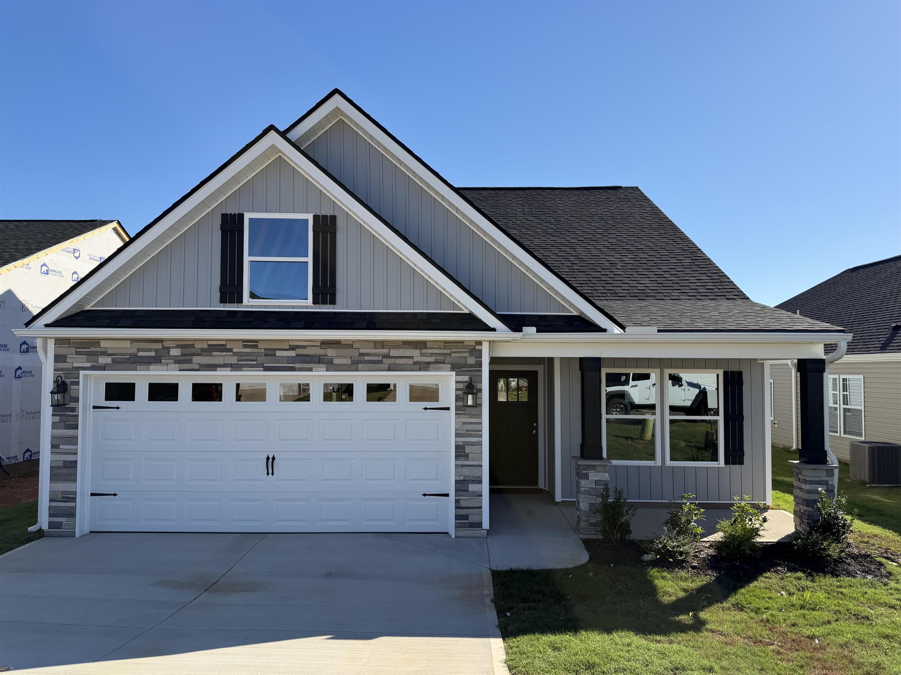The BISHOP plan with Flex room upstairs (Lot 167). Open living area and study. Granite countertops, crown molding with rope lighting, and many more features included. Double vanity.  12' X 12' Covered patio with upgraded 10x12 patio adjacent.  Flex room acts as 4th bedroom! 30-year architectural shingles, site-built construction, and a 10 year limited warranty are included to give you peace of mind.  Closing cost or upgrades incentives available when working with a preferred lender and attorney!!   *Virtual tour reflects same house plan, not exact house.