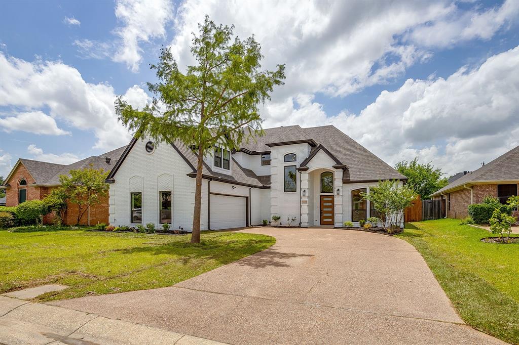 Absolutely STUNNING REMODELED HOME located in award winning Grapevine Colleyville ISD. This beautiful home shines from top to bottom with a full cosmetic update with LUXURY MODERN APPEAL! Located just across from Colleyville city park with tennis courts, playground, Hero's Park, ballfields, and a front row seat to the city fireworks show! With 4 Bedrooms, 3 Full Baths, 1 Half Bath, Office, and 2 Car Garage, this beauty is a must see. Brand new lighting, flooring, paint, cabinets, countertops, and more! Updated exquisite landscaping is a showstopper from the moment you arrive. Inside find a private office in the front of the residence and fully remodeled kitchen with quartz counters and new appliances. Towering ceilings in the living room and beautiful new staircase railing. Primary suite located downstairs with extra sitting room attached that could also be a nursery, private office, or sun room. Newly updated primary bath with large tiled walk-in shower. Two additional split bedrooms with Jack and Jill style bathroom upstairs. Add this to your favorites and schedule a showing as soon as possible. You do not want to miss this one!