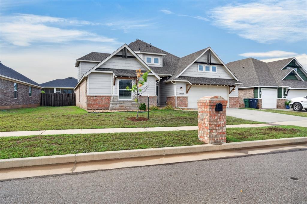 Built in 2022 and thoughtfully designed for everyday living, this 4-bedroom, 3.5-bath Craftsman in Edmond's Valencia neighborhood offers approx. 2,888 sq. ft. of light-filled space and smart, functional details.A bright, spacious entry opens to the main living area, anchored by a stacked stone fireplace and oversized windows. Tall ceilings throughout most of the home add to the open, airy feel.The kitchen is built for cooking and gathering, with quartz countertops, a tile backsplash, a gas cooktop, stainless steel appliances, and a walk-in pantry. Tucked off the pantry is a hidden "Harry Potter" room, a fun spot for playing or extra storage.The floor plan is designed around real life. From the garage, a mud bench drop zone leads straight into the primary closet, so you can change shoes or clothes as soon as you get home. The primary suite is a roomy retreat with a large soaking tub and dual sinks.Upstairs, a bonus living area with its own full bath and closet works well as a media room, play space, guest suite, or in-law setup.Additional highlights include an oversized garage and a tankless water heater.Modern finishes, a smart layout, and newer construction in Valencia. Schedule your showing today!Owner/Agents (159945,183874)