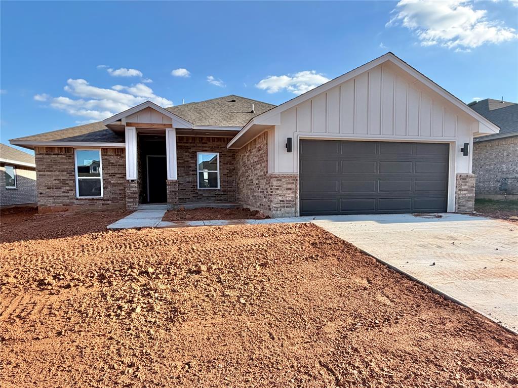 Discover refined living with the Brea floor plan, currently under construction and available for early reservation—giving buyers a limited opportunity to select interior colors and finishes before completion. Located in the desirable Bellatona community, this home offers an ideal balance of style, comfort, and value with convenient access to OU, Lake Thunderbird, Sooner Mall, I-35, and the OKC Metro. This thoughtfully designed home features an open-concept layout where a spacious island overlooks the main living area, highlighted by a corner fireplace perfect for everyday living and entertaining. A private flex room with a barn door provides an ideal space for a home office, study, or creative retreat. The chef-inspired kitchen showcases built-in stainless steel Samsung appliances, a 5-burner gas range, farmhouse sink, soft-close cabinetry, under-cabinet lighting, a large pantry, and a free-standing island. Wood-look tile enhances the main living areas, offering both durability and style. The home comes equipped with a tankless hot water heater for energy efficiency and endless hot water. Enjoy outdoor living on the back patio overlooking a spacious level backyard with room to relax or entertain. Bellatona residents enjoy access to a 6-acre park and playground with a true neighborhood feel. Homes at this stage are in high demand—schedule your showing today and secure your opportunity before completion.