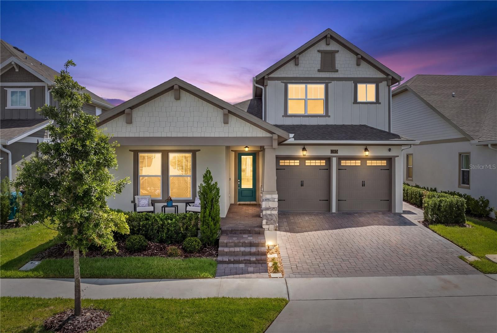 ***Seller offering $10,000 credit toward buyer’s closing costs or rate buy-down.***Welcome to this beautifully upgraded Dream Finders Fontana model in the heart of Laureate Park, offering five bedrooms and three and a half baths with a layout designed for both everyday living and entertaining.From the coastal inspired elevation and expanded paver driveway to the inviting covered front porch, this home makes a strong first impression. Inside, the open concept design is filled with natural light and enhanced by wide plank luxury vinyl flooring, custom finishes, and a seamless flow throughout the main living areas. The chef kitchen features a large quartz island, custom pantry shelving, stainless steel appliances, pot filler, and designer tile backsplash, opening effortlessly to the dining and living spaces with built in surround sound.The first floor primary suite is a private retreat with a spacious bedroom, custom his and hers walk in closets, and a spa inspired bath with dual vanities, soaking tub, and an oversized walk in shower featuring both a standard shower head and a rain shower head. A first floor bedroom currently used as a home office offers flexibility for guests or additional living needs.Upstairs, a spacious loft provides a secondary living or media space, along with three additional bedrooms and two full baths, creating plenty of room for family and guests.The fully screened pool area delivers true resort style outdoor living. Sealed travertine pavers surround a custom saltwater pool with raised wall waterfall accents and integrated lighting. The covered back patio features a custom wood ceiling, recessed lighting, and ceiling fan, while the outdoor kitchen is complete with Naturekast cabinetry, stainless sink, Moen faucet, refrigerator, mounted television, and surround sound. Large sliding glass doors open fully as pocket doors, creating a seamless indoor outdoor connection ideal for entertaining.Located in Laureate Park, residents enjoy access to the Aquatic Center, resort style pools, LP Fit gym, playgrounds, dog parks, and miles of trails, all just minutes from Medical City, Nemours, the VA hospital, dining, shopping, and major roadways.This home blends luxury, flexibility, and lifestyle in one of Lake Nona’s most desirable communities. Schedule your private tour today.