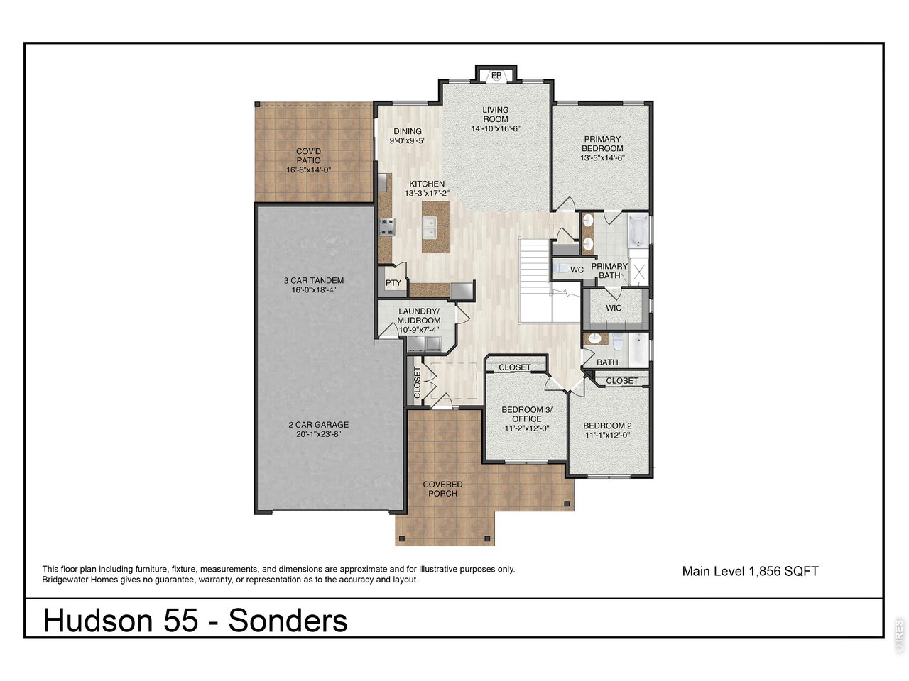 The Hudson 55 by Bridgewater Homes! This version of our popular floor plan has 3 beds, 2 baths and a full unfinished basement! Quality construction with 2'x6' exterior walls. This inviting open floor plan features - Engineered hardwood flooring, upgraded gourmet kitchen, slab quartz counters, cabinets by Tharp, double ovens, gas range/hood, stainless steel appliances, walk-in pantry, gas fireplace with stone to ceiling. Expanded primary suite, luxury 4pc bath & walk-in closet. Front Yard Landscaping, 14'x26' covered patio, humidifier, A/C & oversized 5 car tandem garage.