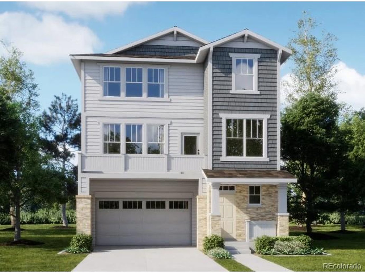 **Special financing available when using builder's preferred lender - terms and conditions apply - ask for details**Welcome to the Skyline Collection, where modern design meets effortless, low-maintenance living. This thoughtfully designed three-story home features a flexible first-floor bedroom with a private en-suite bath-ideal for guests, multigenerational living, or a home office. The second level serves as the heart of the home, offering a bright, open-concept layout that seamlessly connects the kitchen, dining, and living spaces-perfect for both entertaining and everyday life. Upstairs, you'll find three generously sized bedrooms, including a serene owner's suite complete with a spa-like bath and a spacious walk-in closet. A conveniently located laundry room on the top floor adds to the home's functional and efficient design. Ideally situated near Denver Premium Outlets and Trail Winds Recreation Center, this home combines comfort, convenience, and an active lifestyle. Estimated completion: March 2027