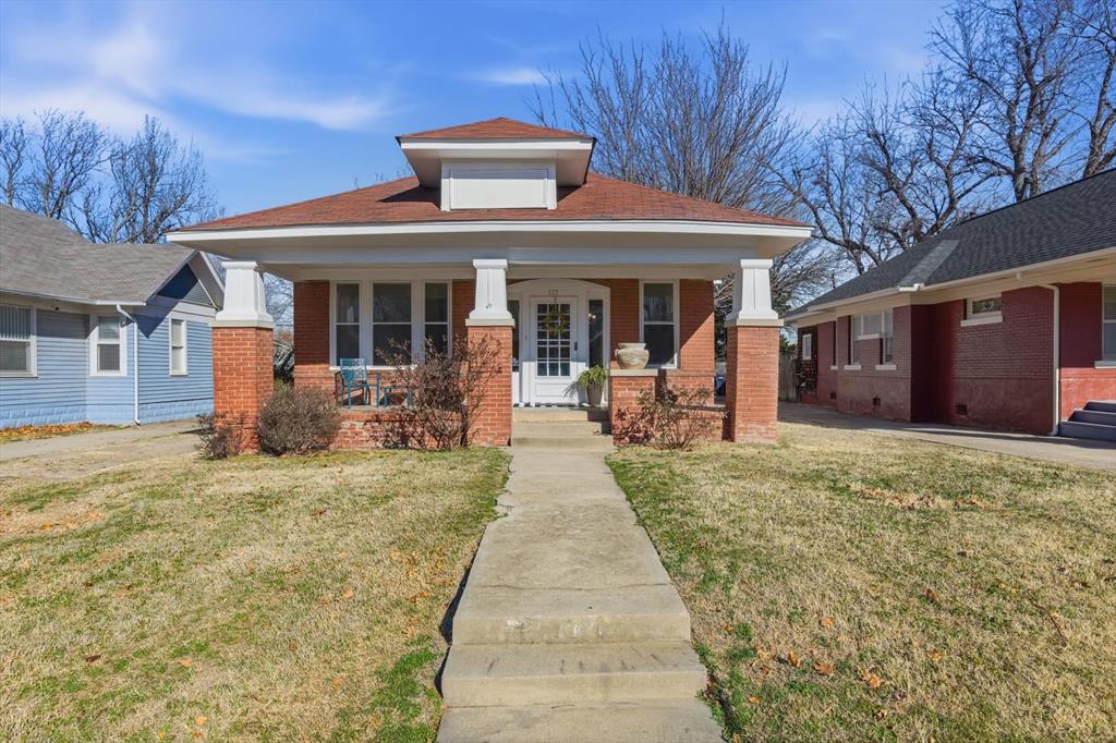 This beautifully preserved historic Craftsman bungalow offers timeless character with thoughtful updates throughout. This home has been well loved and passed down from previous generation. First time on the market in over 40 years, AND the house next door is also for sale- if you are looking for multigenerational living without having to be in the SAME home then this is for you!Refinished hardwood floors highlight the home’s original craftsmanship, while abundant natural light fills each room. A welcoming covered front porch adds classic curb appeal and provides a comfortable outdoor retreat. The flexible floor plan includes three bedrooms plus a den or optional fourth bedroom, open kitchen and a huge pantry. Recent improvements include fresh interior and exterior paint, new carpet, and updated flooring in the kitchen and bathroom.  Situated on a generously sized, fully fenced lot with mature trees, the outdoor space offers privacy and versatility. Located in Jefferson Park , just minutes from everything in the Paseo Art District including art fairs, galleries, boutiques and fabulous restaurants. Evening views of downtown OKC are seen from your front porch. Down the street is Goodholm Park which offers tennis courts and play equipment. Easy access to I-235. This is the perfect home for buyers seeking historic charm, unique character and an unbeatable location. Buyer to verify all information.