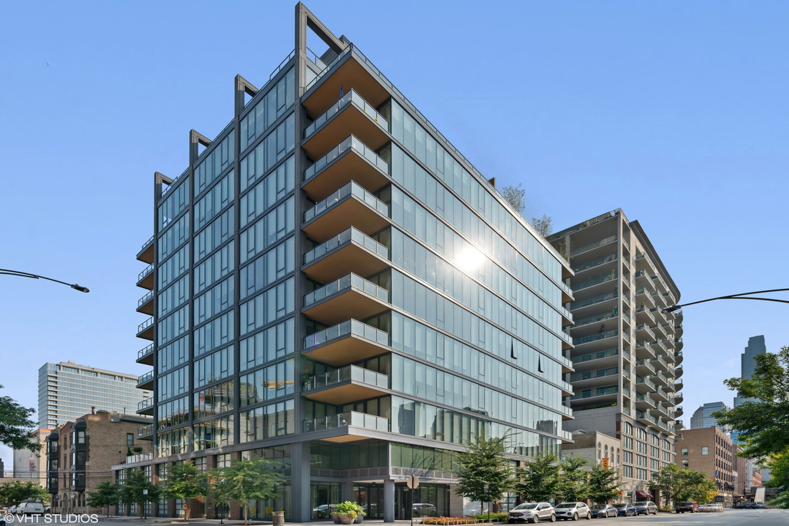 Welcome to Superior House, an exclusive newer-construction boutique building perfectly situated in a quiet pocket of vibrant River North. This stunning 3-bedroom, 2-bath corner residence offers the ultimate blend of privacy, style, and function, with professionally designed interiors and floor-to-ceiling windows flooding the space with natural light. Step into an open-concept layout featuring wide-plank hardwood floors throughout and a spacious living area that opens onto a private terrace-ideal for grilling, entertaining, or unwinding outdoors. The Chef's kitchen is a true showstopper, featuring custom European cabinetry, sleek quartzite countertops, premium Wolf, Sub-Zero, and Miele appliances, and an oversized 9-foot island perfect for cooking and casual dining. The primary suite offers a serene retreat with a custom walk-in closet and a spa-like ensuite bath, complete with marble dual vanities, a rain shower, a frameless glass enclosure and heated floors. The well-appointed second bedroom with its own bath offers comfort and privacy for guests, while the third bedroom provides more additional space. Additional highlights include: In-unit washer/dryer, Built-in outdoor grill, custom closets and lighting throughout, and heated floors in the kitchen, living room, primary bedroom, and primary bath. Garage parking available for $50k with an additional space available for purchase if desired. Superior House residents enjoy exceptional amenities, including: 24/7 door staff, State-of-the-art fitness center, Expansive rooftop deck with a fire pit, outdoor kitchen, dining areas & herb garden, Stylish party room with insane views,  Private dog run, and recently renovated hallways adding a refined, modern touch to the building. All of this in a prime location with easy access to Chicago's best dining, shopping, and entertainment. Experience the epitome of luxury city living. Take a 3D Tour-Click the 3D Button to Explore the Space