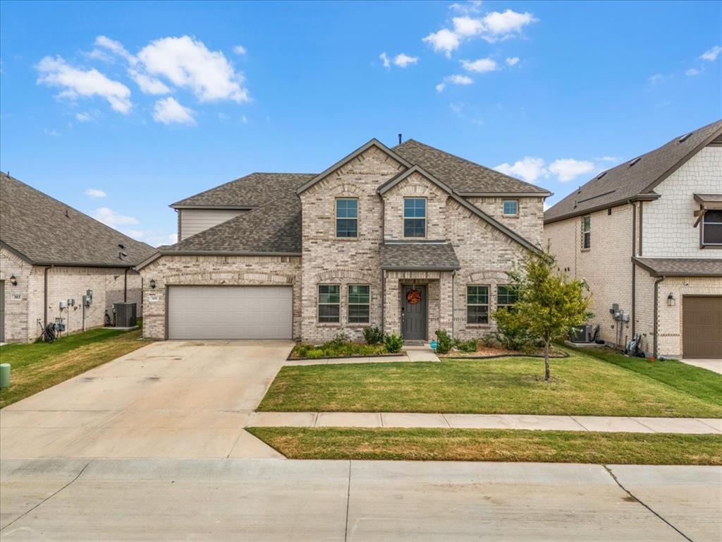Welcome to this stunning 2024 MI Homes build that feels practically brand new! Offering an expansive, thoughtfully designed layout, this home features 5 bedrooms, 3 full bathrooms, a downstairs primary suite, and an additional main-level bedroom ideal for guests or a nursery.Interior Highlights:Main Level Living: Soaring tall ceilings greet you in the grand foyer. The primary suite serves as a serene retreat featuring a bay window, sitting area, and an en-suite bath with dual sinks.Gourmet Kitchen: Equipped with crisp white cabinetry, granite countertops, a spacious center island, and seamless flow into the open living areas.Versatile Spaces: Includes an open flex space downstairs, plus an upstairs game room, bonus room, and a dedicated media room which can easily function as a 6th bedroom.Upgraded Finishes: Styled with durable wood-look tile flooring through main areas, plush carpet in bedrooms, and bright natural light throughout.Community Amenities:Located in a highly desirable neighborhood featuring a resort style swimming pool and scenic walking trails.