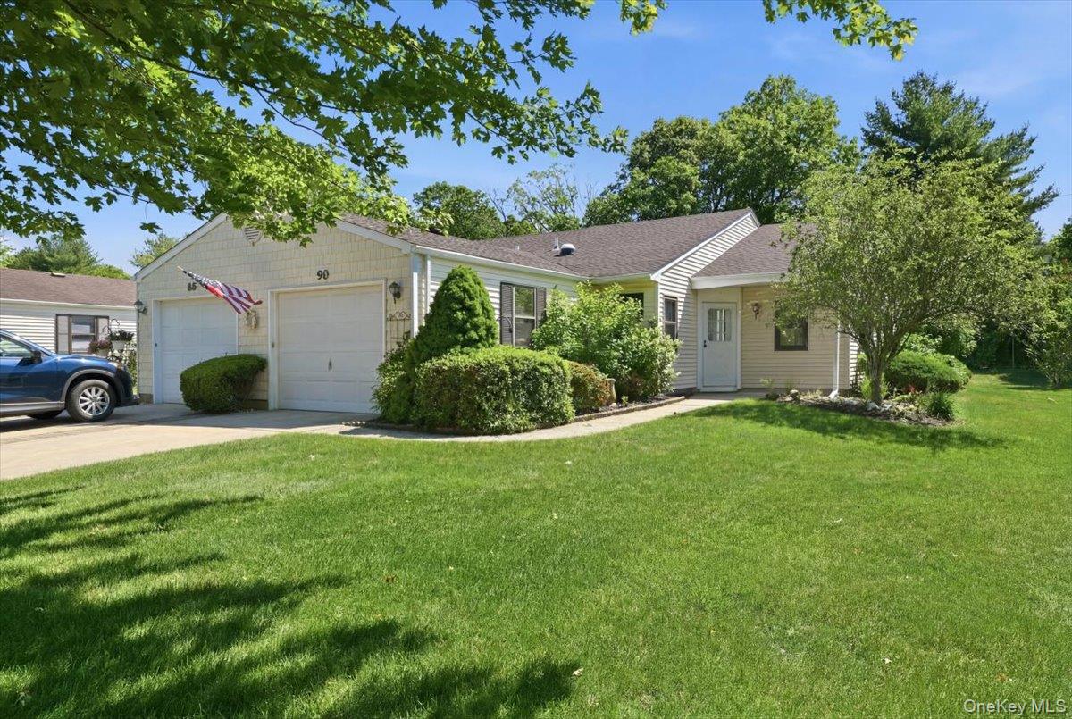IF YOU WANT TO FEEL LUCKY WHEN THE DICE ROLLS FORGET THE CRAPS TABLES AND HEAD OVER TO THIS BEAUTY ON KNOLLS..THE "KNOLLS AT STONY BROOK IS AN ACTIVE  55+ ADULT COMMUNITY IN THE HEART OF STONY BROOK..RANCH STYLE LIVING..ONLY A SHORT WALK TO THE CLUBHOUSE..UPDATED 2 BEDROOM 2 FULL BATH END UNIT WITH LOTS OF LIGHT AND WINDOWS..GRANITE COUNTERTOPS UPDATED APPLIANCES..PRIMARY BEDROOM WITH FULL BATH/WALK IN SHOWER..UPDATED 2ND BATHROOM..LOTS OF CLOSETS..NEW PLANK FLOORING IN DINING ROOM & LIVING ROOM..UPDATED HVAC SYSTEM..AN ADDED BONUS IS THE SUNROOM OFF THE BACK LEADING TO A PRIVATE PATIO WITH PAVERS AND LOTS OF ROOM TO ROAM..1 CAR GARAGE WITH ATTIC STORAGE..LOW MONTHLY MAINTENANCE INCLUDES WATER, BASIC CABLE, INTERNET, LANDSCAPING, GARBAGE, SNOW REMOVAL..2 SOLAR TUBES..ROOF 2024..CLUBHOUSE INCLUDES A COMMUNITY ROOM/KITCHEN..SALT WATER POOL, BOCCE COURT, SHUFFLEBOARD, POOL TABLE..WITHIN MINUTES TO STONY BROOK HOSPITAL & UNIVERSITY..HISTORIC STONY BROOK VILLAGE..SHOPPING..TRAIN..BEACHES..PET FRIENDLY UP TO 30LBS..