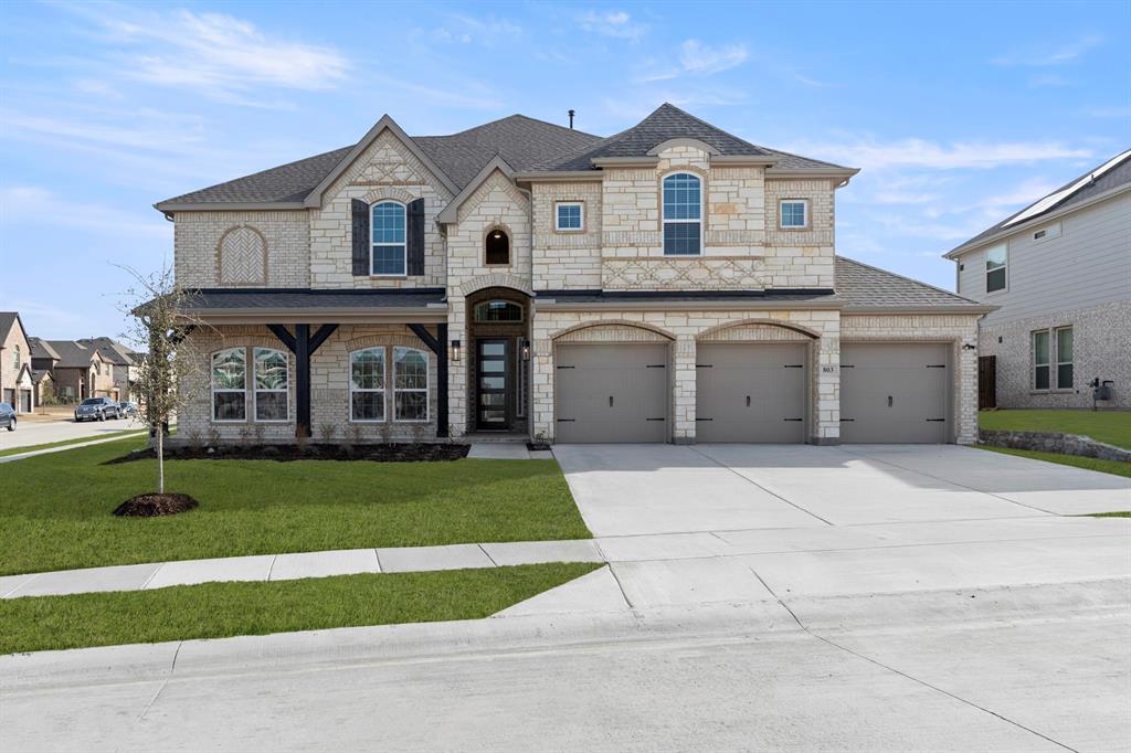 MLS# 21139224 - Built by First Texas Homes - Ready Now! ~ Experience luxury living in this impressive 5-bedroom, 4-bath Brentwood floorplan by First Texas Homes, set on an oversized corner lot in Rockwall ISD. The executive home welcomes you with a grand two-story foyer and a soaring 20-foot ceiling in the family room, highlighted by a dramatic curved staircase. The gourmet kitchen features a Butler’s pantry and a spacious island, perfect for entertaining. Enjoy a private master suite with a spa-like bath, a versatile study, game room, media room, and a covered back patio. With 4,296 sq ft and a 3-car garage, this home is a must-see!