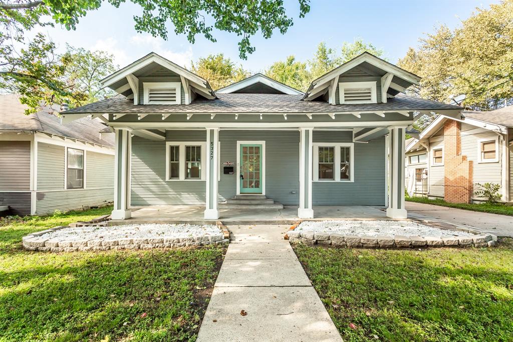 Own an important piece of history with this 1915 Craftsman in one of the oldest communities in Dallas, Steuerwald's Addition. This area was platted and filed in 1903 and is now a conservation district. The house was fully renovated and upgraded in 2018, windows, floors, framing, drywall, siding, plumbing, HVAC, insulation, tankless water heater, new deck, kitchen, and bathrooms, new roof in 2021. The charm begins at the curb when you arrive and encourages front porch sitting, pitcher of tea, waving at the neighbors. The floor plan is spacious and open. You enter through the living room with the original, but now decorative, fireplace, and continue into the dining room and kitchen. The kitchen has stainless appliances, gas cooking, quartz counters, a pantry, and plenty of cabinets for storage. Continuing out the back door there is a large covered deck that can also be accessed by the primary bedroom. The back yard is large and fenced, and the owners recently installed a custom gate. There is a garage in the photos, this is used primarily for storage, but you could rebuild the garage and be able to access it through the new gate. Back inside is the primary bedroom and bath. The house was originally a 3 bedroom. The wall between the primary and second bedroom was removed, creating a large open primary bedroom that would make a perfect office or nursery space in the primary, or could easily be reconverted to a third bedroom. The primary bathroom has dual sinks and separate water closet and standing shower that is easy to access. The second bedroom is large and faces Worth, off the hallway with the second bathroom. The second full bath has a tub and built in cabinets. Many of the large expensive items that come with a home and neighborhood this age have already been replaced, even the gas and sewer line. Imagine all the stories this property could tell. It is very exciting to see a new owner continue to care for and add to the history and story of this gorgeous home!