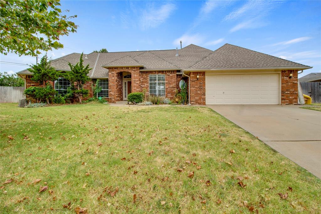 Looking for more space and a pool? This 3-bedroom, 2.5-bath home offers 2,269 sq. ft. of living space on a large cul-de-sac lot with an in-ground pool and plenty of backyard left to enjoy. Inside, you'll find spacious living areas, a gas-log fireplace, two dining areas, a roomy kitchen with plenty of cabinetry, and a large primary suite with walk-in closet, double vanity, jetted tub and separate shower. The home offers plenty of opportunity to make it your own while enjoying the space and features already here. Outside, mature trees, a covered patio and private pool create a great backyard for relaxing or entertaining. Two-car attached garage and convenient access to Sooner Road complete the package.