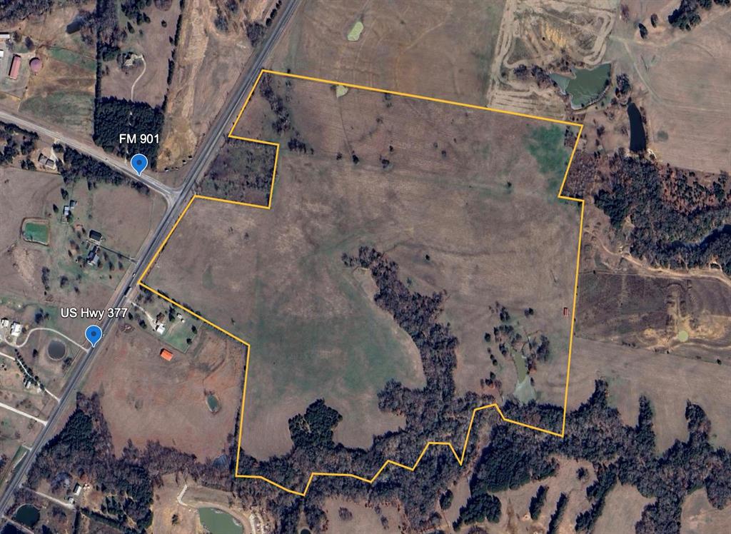 Location! Location! Location!   106 acres with Hwy 377 Frontage just a few miles from Lake Texoma, Cedar Mills Marina, & Walnut Creek Marinas.
Water and electric available.  Property is gently rolling and has lots of possibilities for development.   Trees and a creek line the south side of the property and a few stock tanks are scattered around the property.   Property is fenced and currently used for grazing and hay production and currently has an AG exemption.