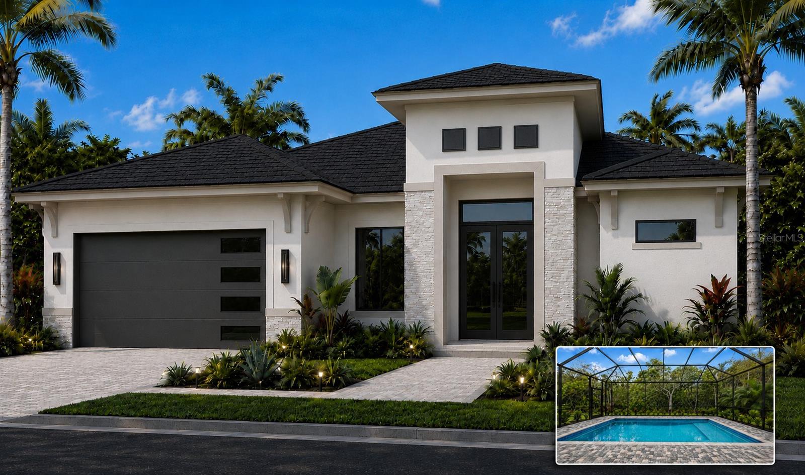 Pre-Construction. To be built. To-Be-Built home/lot/pool package in the gated community of Palm Coast Plantation. Photos are virtual representations of the completed home, there is still time for color selections; contact the listing agent for specific plans, features, and finishes. Built by Gold Coast Custom Homes, the Hampton Bay floor plan offers 3 bedrooms, 2½ baths, and a 2-car garage with a durable epoxy floor system, all situated on a private conservation homesite. The included Florida Outdoor Living Package creates the ultimate Florida lifestyle with an in-ground swimming pool, summer kitchen, and convenient pool bathroom. Designed with striking curb appeal, the home features a modern façade, paver driveway, and double glass entry doors opening to an expansive, open-concept interior with volume ceilings, custom tray details, crown molding, and 8-foot interior doors. The living room is enhanced by a sleek electric linear fireplace, creating a sophisticated focal point for the main living area. The gourmet chef’s kitchen serves as the centerpiece of the home, featuring a large single-level quartz island, upgraded 42-inch maple cabinetry with crown molding, dovetail drawers, under-cabinet LED lighting, designer quartz countertops, a full-height backsplash, walk-in pantry, and thoughtfully designed storage solutions. The main living areas feature 12-by-24-inch designer tile flooring, while the owner’s suite provides a private retreat with a spa-inspired bathroom featuring a freestanding soaking tub, rain shower with floor-to-ceiling tile, dual quartz vanities, and spacious walk-in closets. Additional features include an oversized laundry room with utility sink, concrete-block construction finished with Sherwin-Williams LOXON® Premium Paint, an energy-efficient HVAC system with Wi-Fi thermostat, impact-resistant front windows, hurricane panels, professionally designed low-maintenance landscaping with irrigation, and a 10-year structural warranty. Residents of Palm Coast Plantation enjoy resort-style amenities, including a clubhouse, community pool and spa, 126-acre lake, fitness center, tennis and pickleball courts, RV and boat storage, and Intracoastal Waterway access—all just minutes from Flagler Beach.