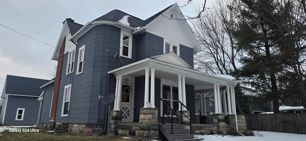 What a great lovely home in the City of Charlotte.   This homes offers so much character and doors and trim intact.  Pocket doors... open stairs, walk in closets,  new porch flooring. I am going to describe this from my own experience... the sellers purchased in 2024, work in areas , down to studs, updated electrical, plumbing stomped ceilings, updated baths, a custom beautiful kitchen with new appliances, new windows, new flooring and the fresh a neutral paint on walls and trim is exceptionally was well done.   Mudroom of kitchen in the rear of home is large and ready for your boots. The large 2 story barn garage has new OSB flooring, new siding, new garage door, some new windows ~ up stairs and the options are endless to finishing the second floor bonus room.   This homes is solid.  The foundation is set on the large cut limestone or granite cut stone block, used to uphold large heavy homes in the early 1900s.   Close to highway access.   Call for  your private showing today