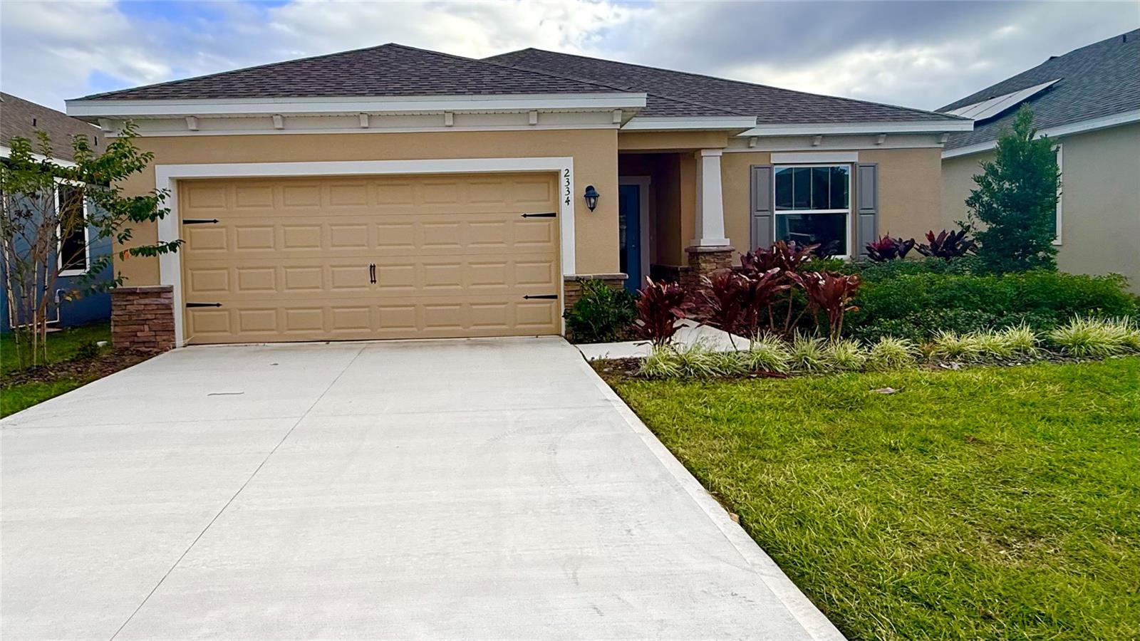 NEW HOME!! READY NOW!! DANIA Model! The exterior features brick stones along the bottom of the home. 9'4" ceiling height, granite in kitchen and bathrooms, walk-in tile shower, 42" kitchen cabinets with crown molding.. The Dania is an open floor plan with great room room, big secondary bedrooms and an impressive owners suite which has a huge walk-in closet. Well appointed kitchen includes all stainless appliances, granite counter-tops in kitchen and bathrooms, kitchen island overlooking the dining and great room. Indoor laundry room. 10 Year Structural Warranty, Builders Warranty & Manufacturers warranties are all included. New Dishwasher, Microwave, Range, refrigerator, washer and dryer included.