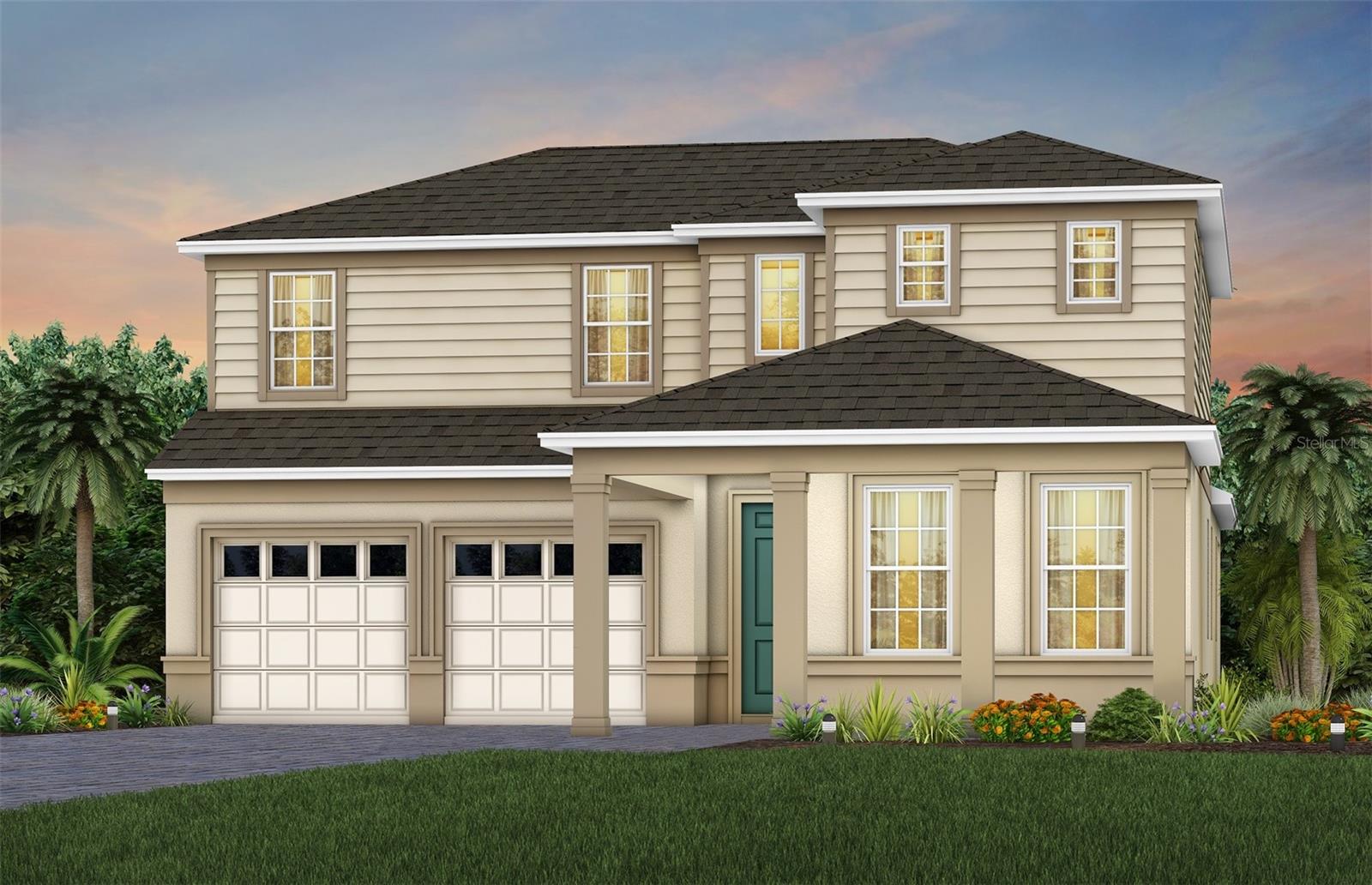 Discover Silverleaf Oaks in Winter Garden! This new home community will feature a collection of single-family and townhomes in desirable Horizon West. Located in the heart of Orlando’s attractions, residents will enjoy an array of amenities, including a resort-style pool, cabana, and playground – without a CDD. Plus, minutes to shopping, dining, and entertaining - Now Open!
The beautifully designed 4 bedroom with enclosed flex room, 3 bathroom, 2 car garage Coral Grand home offers the perfect blend of luxury, comfort, and functionality. As you step inside, you are greeted by a grand foyer that opens to the second floor, creating an inviting and open atmosphere. To your right, a spacious secondary bedroom and full bath provide ideal accommodations for guests. Adjacent, an enclosed flex room offers endless possibilities – whether it’s a private office, hobby room, or a cozy reading nook. Travel deeper into the heart of the home, and you’ll find an expansive open concept layout that seamlessly connects the gathering room, kitchen, and cafe. Large windows throughout the main living areas flood the space with natural light, creating a warm and welcoming ambiance. The chef’s dream kitchen is a showstopper, complete with a built-in cooktop, stainless steel Whirlpool appliances, quartz countertops, and soft-close cabinetry. Step outside to enjoy the covered lanai, complete with a pocket sliding glass door that create a seamless transition between indoor and outdoor living. The owner's suite, located conveniently on the first floor, provides a private retreat with ample space, and is complemented by a luxurious en-suite bathroom with a spa-like walk-in shower with rain shower head, a quartz-topped dual vanity, a private water closet, and an expansive walk-in closet. The laundry room is also thoughtfully located on the first floor, adding to the home’s convenience and ease of living. Upstairs, you’ll find two additional bedrooms, a full bathroom, and a spacious loft, offering plenty of room for everyone. Beautiful Shaw Wood-Look Luxury Vinyl Plank floors span second floor loft and bedrooms, while tile adds durability throughout the entire first floor and upstairs bathrooms. Throughout the home, you’ll notice meticulously chosen designer selections, including 8-foot first floor interior doors, Sherwin Williams Snowbound Interior Wall Paint, chrome hardware and plumbing fixtures, and Wrought Iron Basket Balusters with Oak Handrail – all adding to the home’s modern appeal. For those who appreciate the convenience of technology, this home comes equipped with a smart thermostat, smart doorbell, digital IP camera pre-wire, and LED downlights, ensuring your home is as connected as it is beautiful. Experience the luxury of modern living with timeless design – schedule a tour today and see all that this exceptional home has to offer!