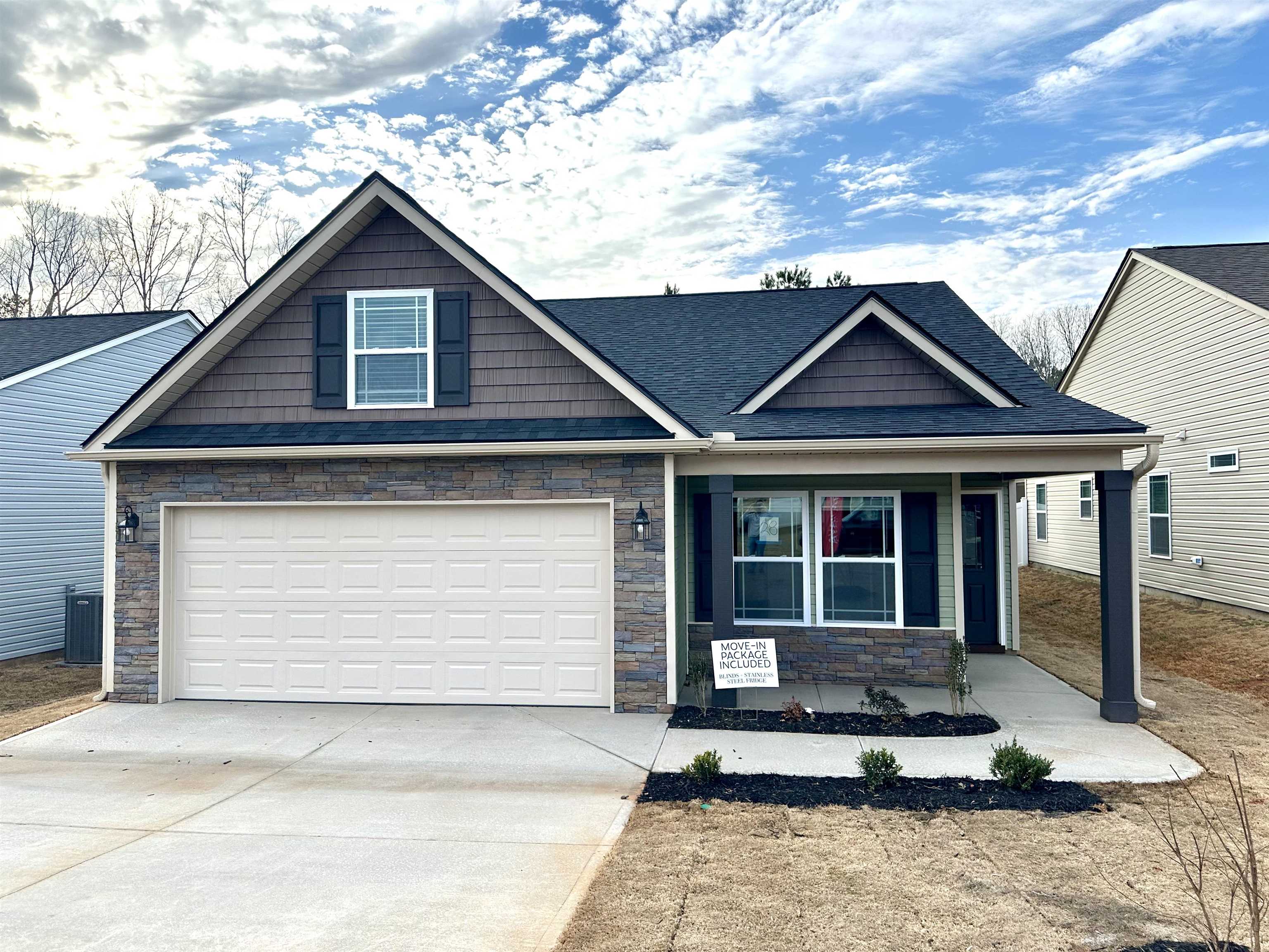 The CLIFTON plan (Lot 28) has a spacious open living area and split bedrooms. Granite countertops, crown molding with rope lighting, and many more features included. 12' x 12' covered patio and 10'x12 uncovered patio overlooks the back yard. 30-year architectural shingles, site-built construction, and a 10 year limited warranty are included to give you peace of mind.  Up to $7,500 Closing cost or upgrade incentives available when working with preferred lender and attorney!!   *Virtual tour reflects same house plan, not exact house.  Home is currently in slab stage and most color selections are still available for buyer.