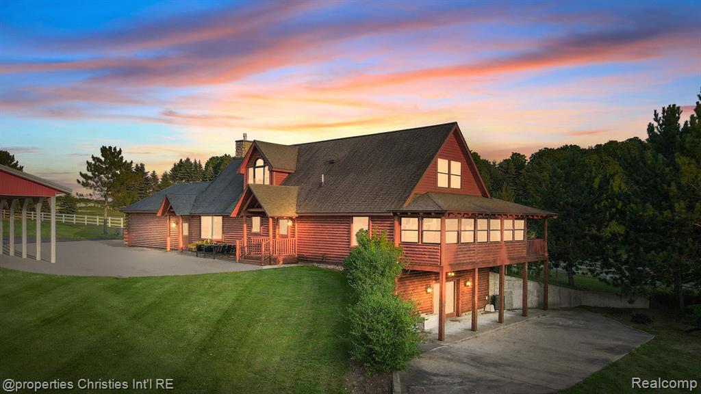 MUST-SEE EQUESTRIAN ESTATE – PRIME LOCATION & INCREDIBLE AMENITIES!
Just 10 minutes from I-75 (Exit 290) and only an hour from Flint Fields, this nearly 40-acre horse lover’s paradise blends luxury living with top-tier equestrian facilities — and has been beautifully updated and upgraded throughout.
Horse Amenities Include:
• 6 Heated Stalls
• Heated Tack Room & Wash Rack
• 8 Fenced Paddocks + Pasture with Run-In
• Concrete Manure Pit
• Feed Barn with Roll-Up Door for Easy Delivery
• Hot Fencing
The main home is a thoughtfully upgraded 3-bed, 4-bath log lodge with vaulted ceilings, a fully finished walkout basement, and stunning valley views — offering a perfect balance of rustic charm and modern comfort.
A true highlight is the 19,000 sq. ft. indoor riding arena with 20 stalls and upscale 4-bedroom, 2-bath living quarters, complete with a kitchen, dining space, living area, and large arena-view windows. One bedroom is designed to accommodate 10 beds, ideal for hosting clinics, guests, or a large family.
Also on site: the ultimate man cave — a massive barn with two 15-ft roll-up doors for RV or equipment storage, a bar, flat-screen TV, full bathroom, and commercial-grade kitchen equipment.
With many recent updates and improvements, a large maintenance garage, and proximity to Gaylord Regional Airport, this is a rare opportunity for a turn-key equestrian lifestyle or business.
Private showings now available – don’t miss this one-of-a-kind estate!