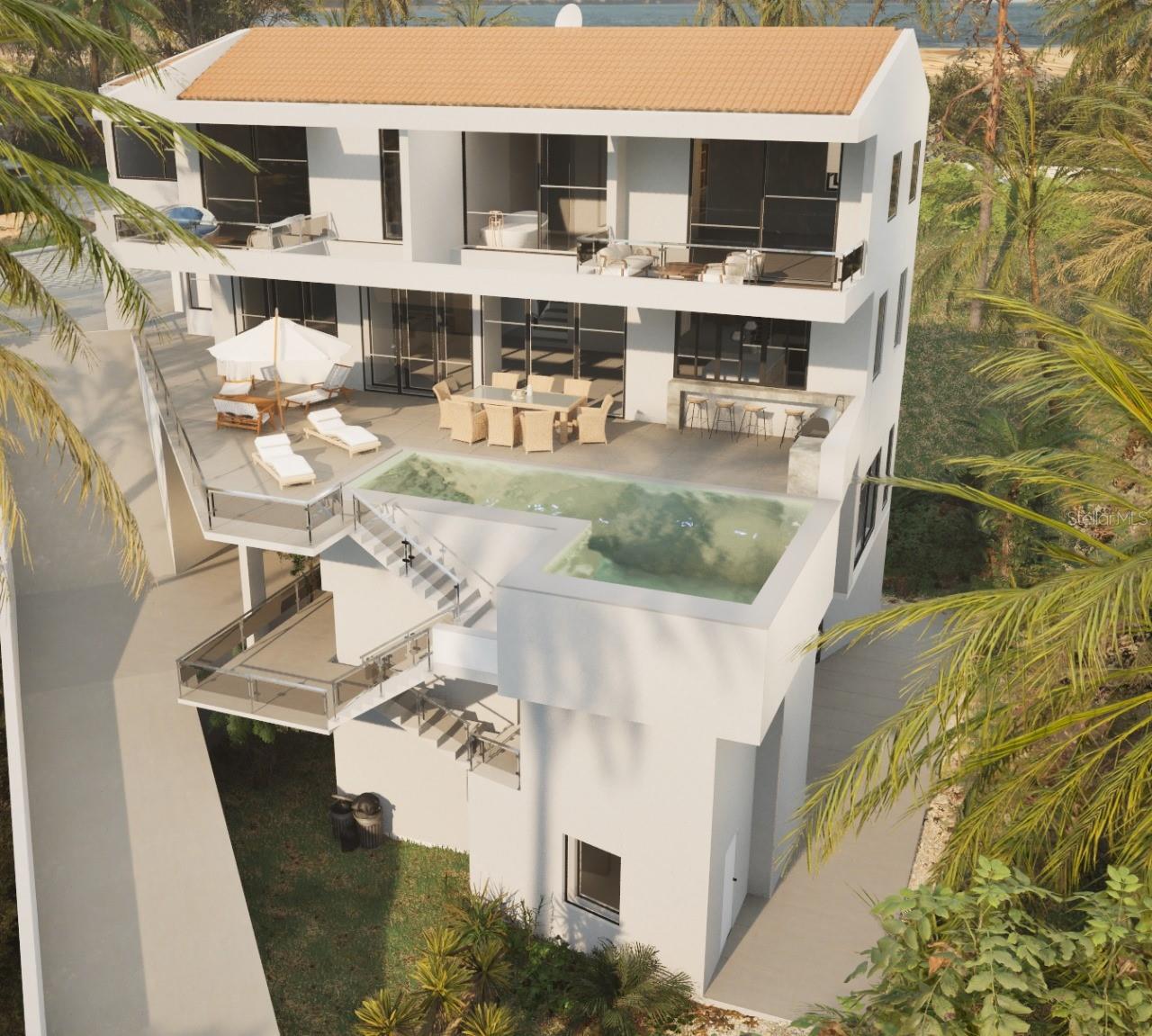 Located within the prestigious Palmas del Mar, this distinctive 6-bedroom estate offers modern luxury in the Caribbean's premier planned community. Set on a half-acre at the end of a quiet cul-de-sac bordered by protected greenbelts, the new residence provides both privacy and stunning views of El Yunque Rainforest and the islands of Culebra and Vieques.Boasting a total of 12,032 sq. ft. of construction (excluding the driveway), the estate features 10,300 sq. ft. of interior space, with a 1,253 sq. ft. terrace and a 400 sq. ft. pool, offering the ultimate in Caribbean living.Designed by acclaimed architect Fernando Rodríguez, this contemporary home features elegant open spaces that connect indoor and outdoor living. The seamless floor plan flows from sophisticated living and dining areas through a gourmet kitchen to an expansive patio featuring a suspended infinity pool that complements the lush Caribbean landscape.The main residence includes six spacious bedrooms, each with a private en-suite bathroom, creating seven full bathrooms and one half bathroom throughout. Each bedroom opens to a private balcony with breathtaking views. Throughout the home, you'll find custom-built imported cabinetry, a high-tech security system with comprehensive technology package, dedicated wellness areas including a specialized cold plunge and dry/wet sauna room, two convenient laundry rooms, a reliable backup generator, dual built-in cistern systems, and a fully-equipped home gym.Two versatile separate units provide flexible space perfect for a mother-in-law suite, nanny quarters, executive home office, or guest accommodations. Outdoor amenities include an oversized air-conditioned four-car garage and established mango trees offering tropical charm and fresh fruit. The property's position against protected land guarantees unobstructed views for years to come.Palmas del Mar offers exceptional community amenities across its 2,750 acres: two championship golf courses, a modern marina, newly completed fitness center, over 20 tennis courts, a beach club featuring three pools with water slides, 16 restaurants, extensive trails for hiking and golf carts, an equestrian center, convenient banking and retail services, places of worship, K-12 schools, and 24-hour security with controlled access. This extraordinary turnkey estate awaits its new owners to begin enjoying the exceptional Caribbean lifestyle that defines Palmas del Mar.