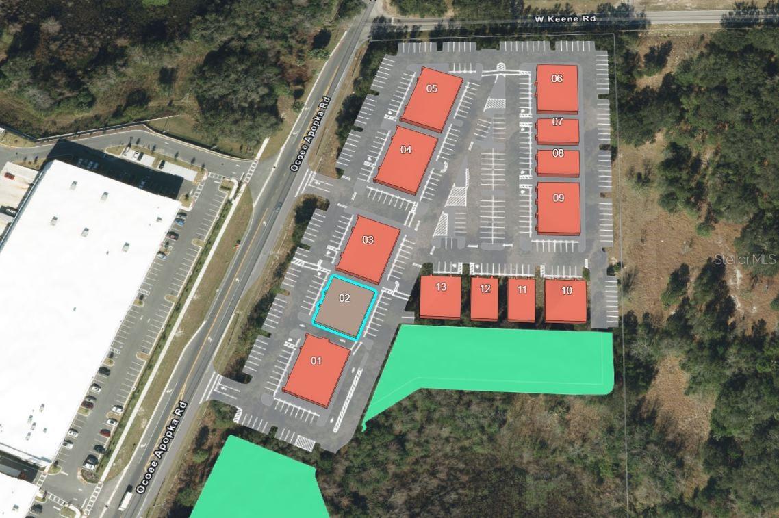 Under contract-accepting backup offers. Under Construction. Building #02 is available for purchase at Lake Carter Exchange, a distinguished mixed-use development in Apopka’s East Shore at the intersection of Ocoee-Apopka Road and W Keene Road. This dark gray shell retail building features a customizable interior and shared patio space. The shell delivery provides buyers with maximum flexibility to design the interior layout, with three front entrances supporting up to three unique suites. The development is strategically located less than one mile from Advent Health’s seven-story, 120-bed hospital and opposite a new Publix Supermarket development. Situated in the vibrant East Shore trade area, which includes 5,000 planned residences and an average household income above $100k, this Class A property is perfectly positioned for businesses targeting growth in Central Florida’s second-fastest-growing city. Contact us for pricing details/incentives and to schedule a tour of this exceptional commercial opportunity.