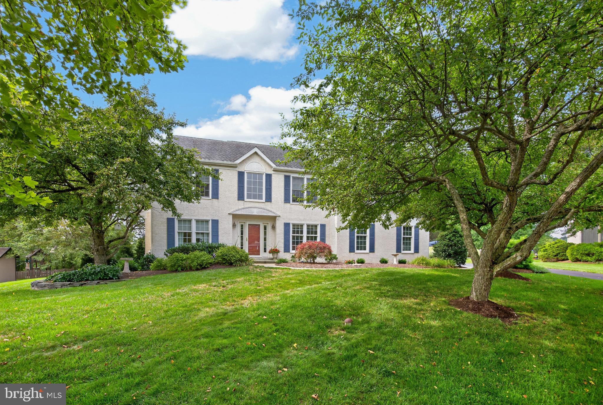 Welcome to this beautifully maintained 5-bedroom home in the established Whitebriar community, where pride of ownership is evident throughout. Situated on a sidewalk-lined cul-de-sac street and lovingly cared for by its original owner, this home offers an inviting floor plan, numerous updates, and an impressive backyard designed for outdoor living. Mature landscaping and trees frame the home and lead to the welcoming two-story foyer. Hardwood flooring enhances the living and dining rooms, while a first-floor office with built-in cabinetry offers a convenient work-from-home space. The updated kitchen features granite countertops, abundant cabinetry, a pantry closet, and an adjoining dining area with a sliding glass door to the screened porch. With two skylights and a ceiling fan, the screened porch is a comfortable spot for outdoor dining or relaxing and opens directly to the composite deck. The family room features hardwood flooring and a stone fireplace with reclaimed wood mantel. Completing the main level are an updated powder room and a laundry room with a cabinet-enclosed utility sink. Upstairs are five bedrooms, all with ceiling fans. The spacious primary suite features a walk-in closet, and a built-in cedar closet. A barn door opens to the tastefully remodeled primary bath, where the walk-in shower is accented by a lunar glass panel and the cabinetry incorporates a built-in hamper. The updated hall bath features a double-bowl granite vanity and linen closet. Head down to the lower level, where a finished recreation room offers additional living space. A separate unfinished area provides plenty of storage, while the convenient Bilco door provides direct access to the rear yard. The outdoor spaces are a highlight of the property. From the composite deck, a walkway leads to the fenced inground saltwater pool, surrounded by generous decking with plenty of room for lounging. Careful maintenance and thoughtful improvements over the years include Andersen replacement windows, a ProVia front entry door, roof, HVAC system, hot water heater, garage doors, driveway and fencing. Whitebriar is conveniently located adjacent to Shamona Creek Elementary School and the Downingtown Sixth Grade Center and is part of the Downingtown Area School District, including the STEM Academy. Enjoy easy access to the Struble Trail and Marsh Creek State Park, along with shopping, restaurants, and major routes. With five bedrooms, a screened-in porch, impressive outdoor living spaces, and a convenient location, this exceptionally well-cared-for home has so much to offer.