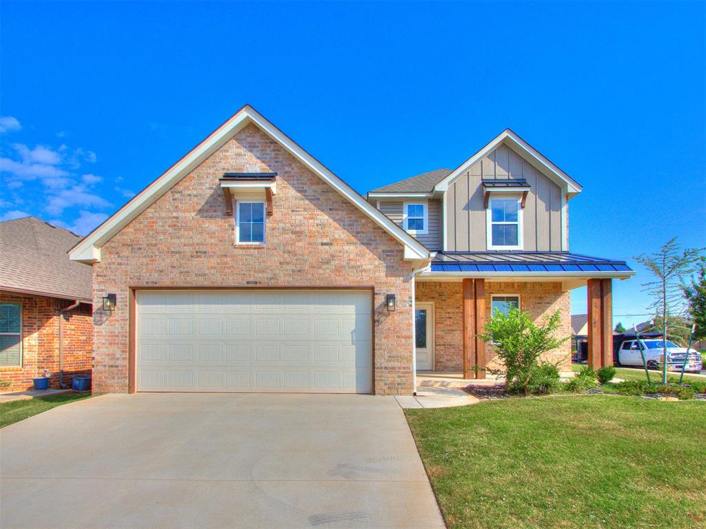 thoughtfully designed 3-bedroom home offers approximately 2,448 square feet with inviting living spaces and flexible room to spread out. Hardwood floors and a corner fireplace anchor the open living area, creating a welcoming setting for everyday living and entertaining. The kitchen features quartz countertops, ceiling-height cabinetry, and a generous island that keeps everyone connected. The primary suite offers a relaxing retreat with dual vanities and a walk-in shower. Upstairs, a spacious bonus room provides options for a media room, home office, or playroom. Enjoy outdoor living on the covered front porch or unwind on the covered back patio overlooking the fully fenced yard. Additional features include a tankless water heater, Wi-Fi irrigation system, hard-wired security system with battery backup, and a two-car garage. Located within the Edmond school district, this home combines attractive finishes with practical amenities. Schedule your private showing today!