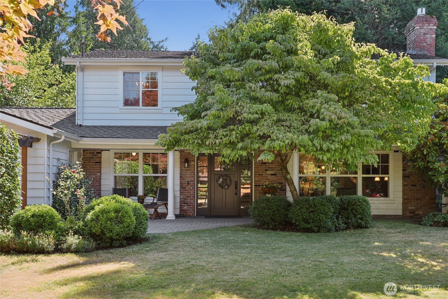 Meticulously maintained 4BR/ 2.5 BA + Den tucked away on a quiet street in an excellent mid island location! Traditional floor plan w/ tons of charm & modern updates. Beautiful oak hdwd flrs on both lvls. Kitch feat marble counters, high end appliances, farmhouse sink & subway tile backsplash. Spacious living & fam rooms w/ cozy gas fireplaces. Den/office on main & 1/2 BA w/ laundry. 4 generous BR's up + 2 updated luxurious bathrooms w/ heated floors. Primary BR feat 3/4 en-suite bath & custom closets. Fresh int paint, updated windows & PEX plumbing. Central A/C & Tankless H2O Heater. 2 car garage w/ storage & EV charger. Large beautifully landscaped flat grassy yard w/ patio & garden space. Close prox to parks/ trails. Top rated schools!
